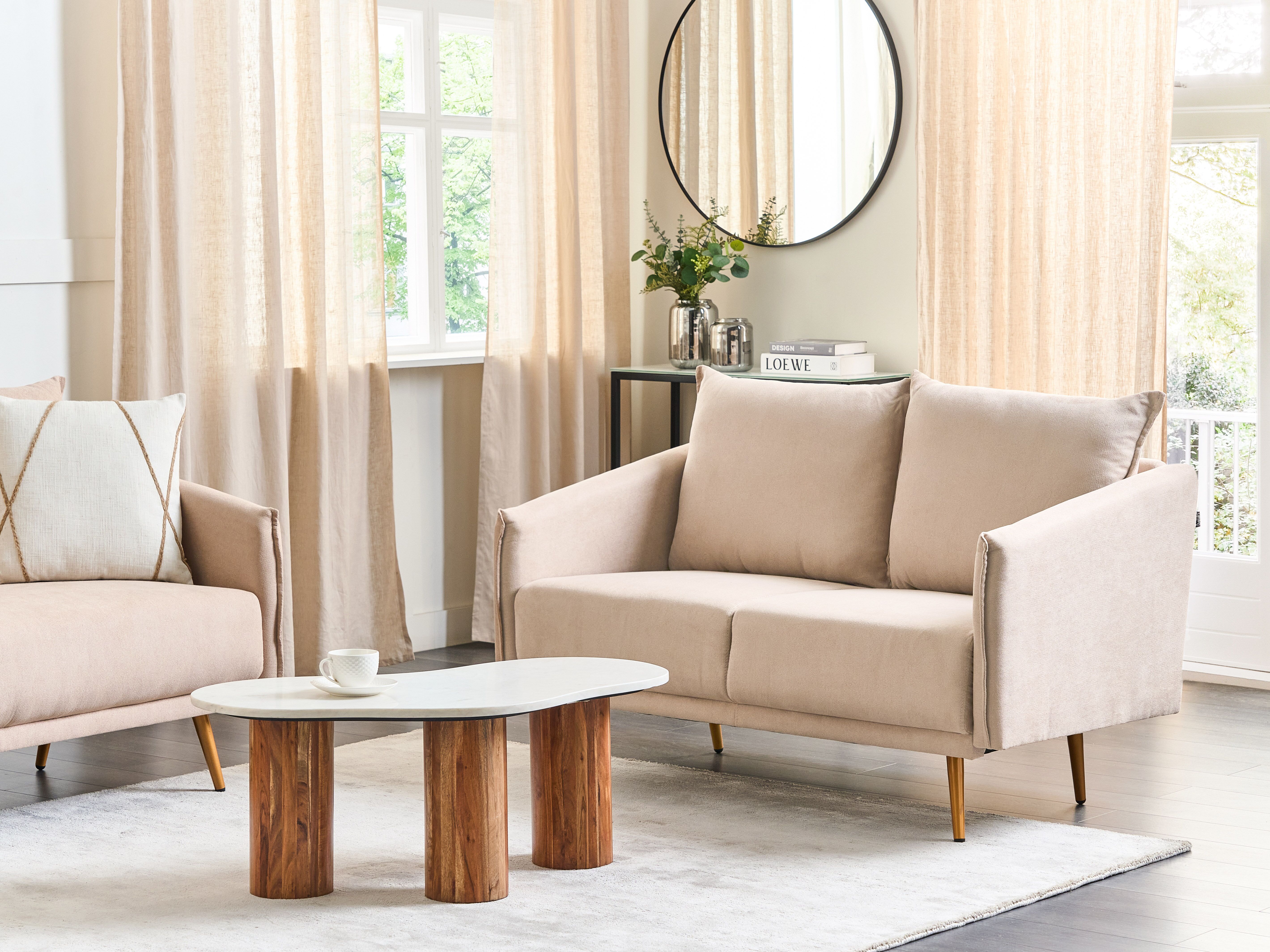 Sofa 2 Seater MAURA Velvet Beige