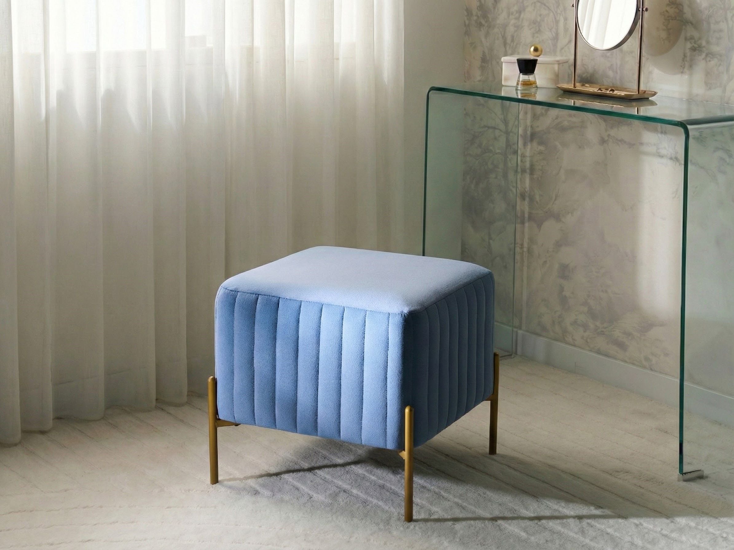 Footstool UTAH Velvet Blue