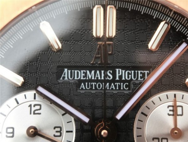 Replica Audemars Piguet Royal Oak Chronograph RG JHF Black/White Dial RG Bracelet A7750 - Top club