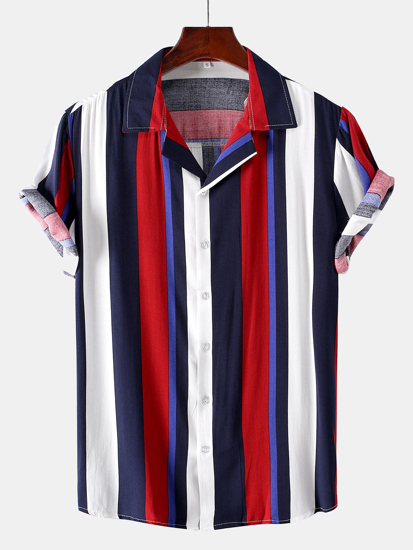 Colorful Striped Print Revere Shirt