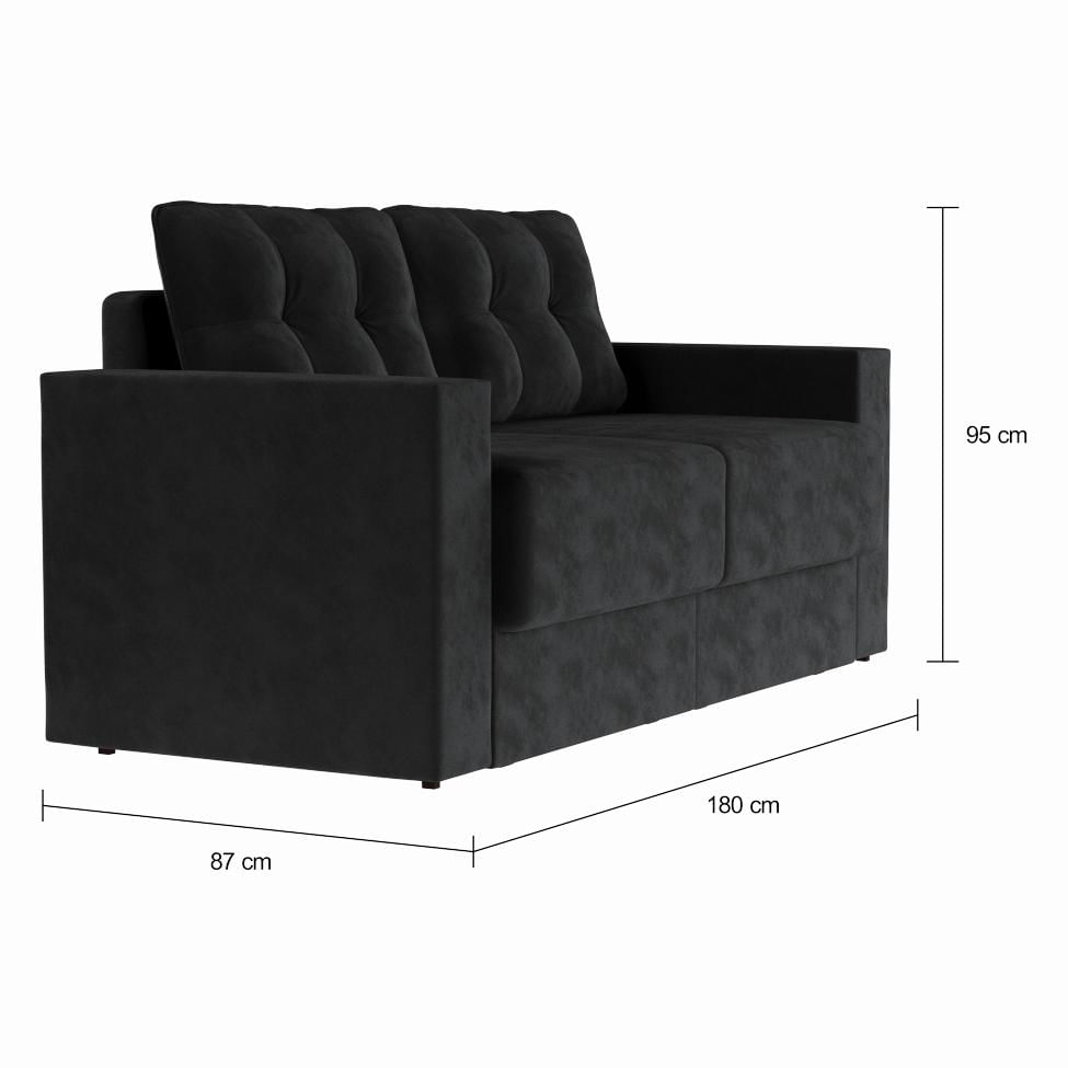Sofá 3 Lugares Retrátil Colônia Suede Preto 180 cm