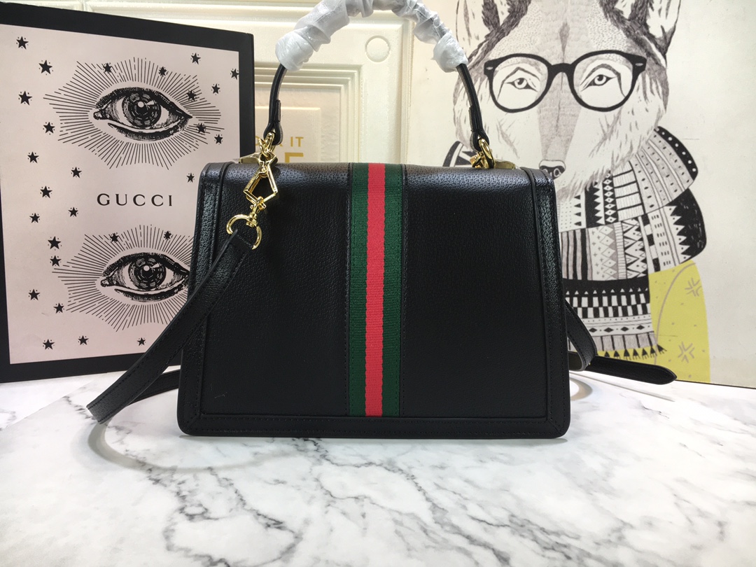 Replica Gucci Ophidia Small Top Handle Bag With Web Black/White1:1High-quality replica