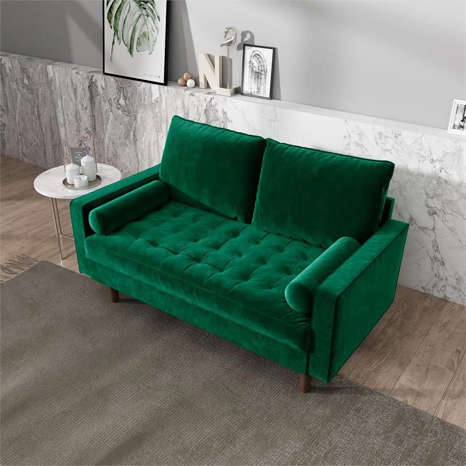 Kingway Furniture Velvet Genoa Living Room Loveseat In Green