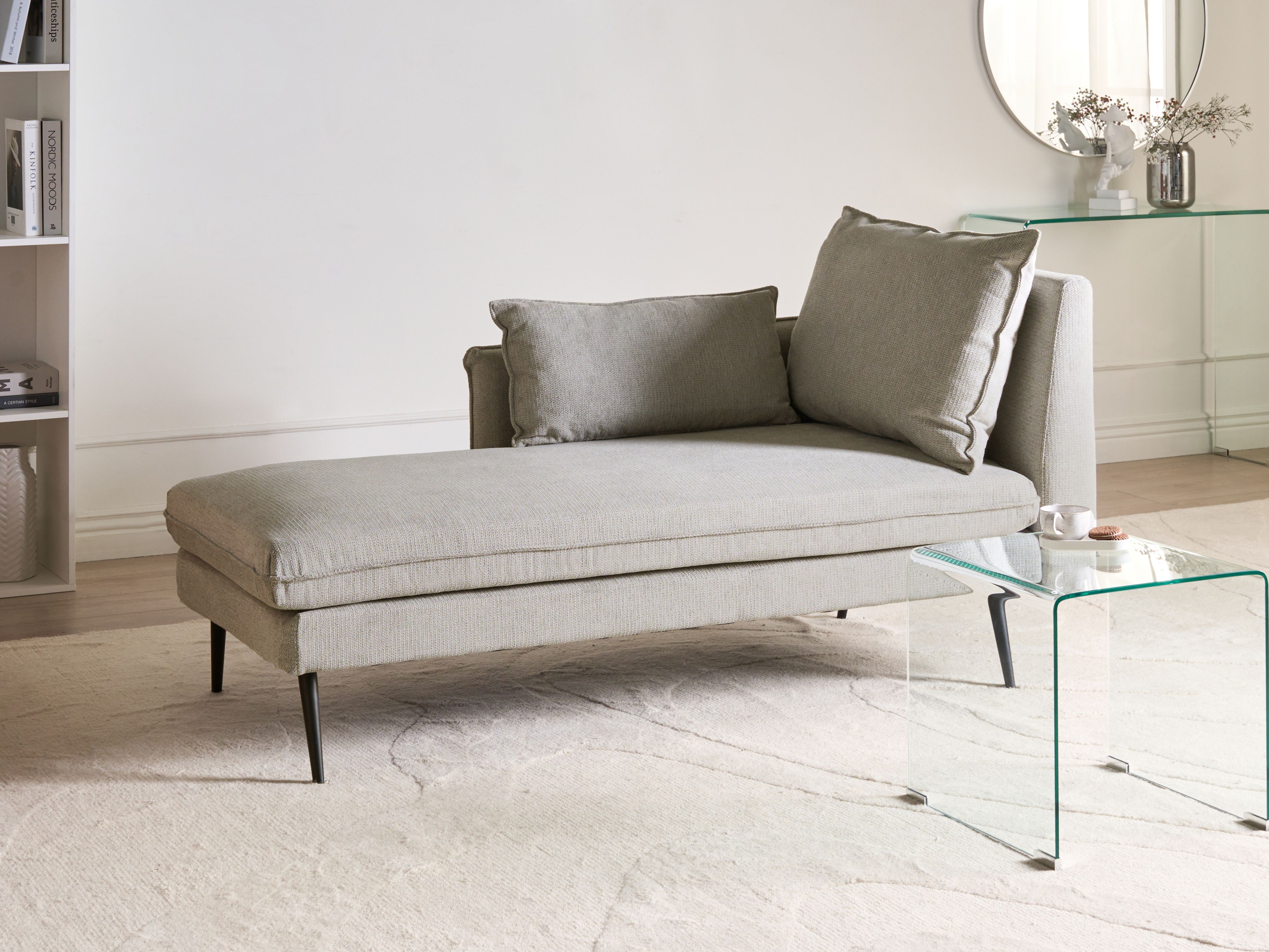 Right-Hand Chaise Lounge YERRES Fabric Grey