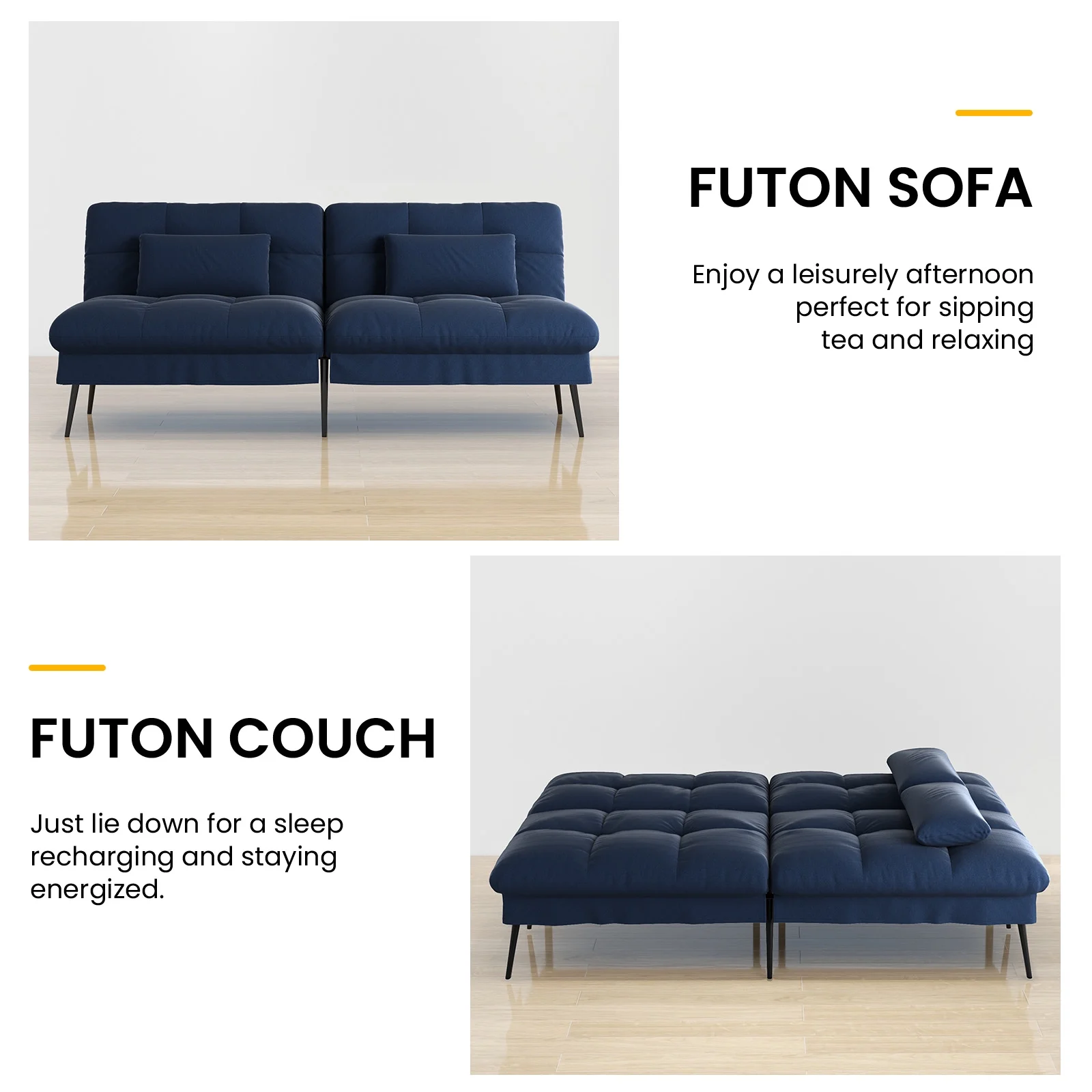 COMHOMA Cloud Comfort Convertible Futon Sofa Bed, Gray - Image 14