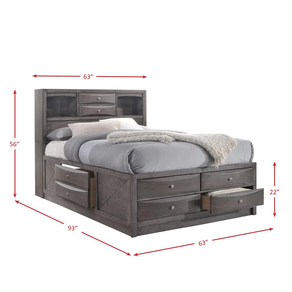 Picket House Furnishings Madison Queen Storage 4 Piece Bedroom Set in Gray