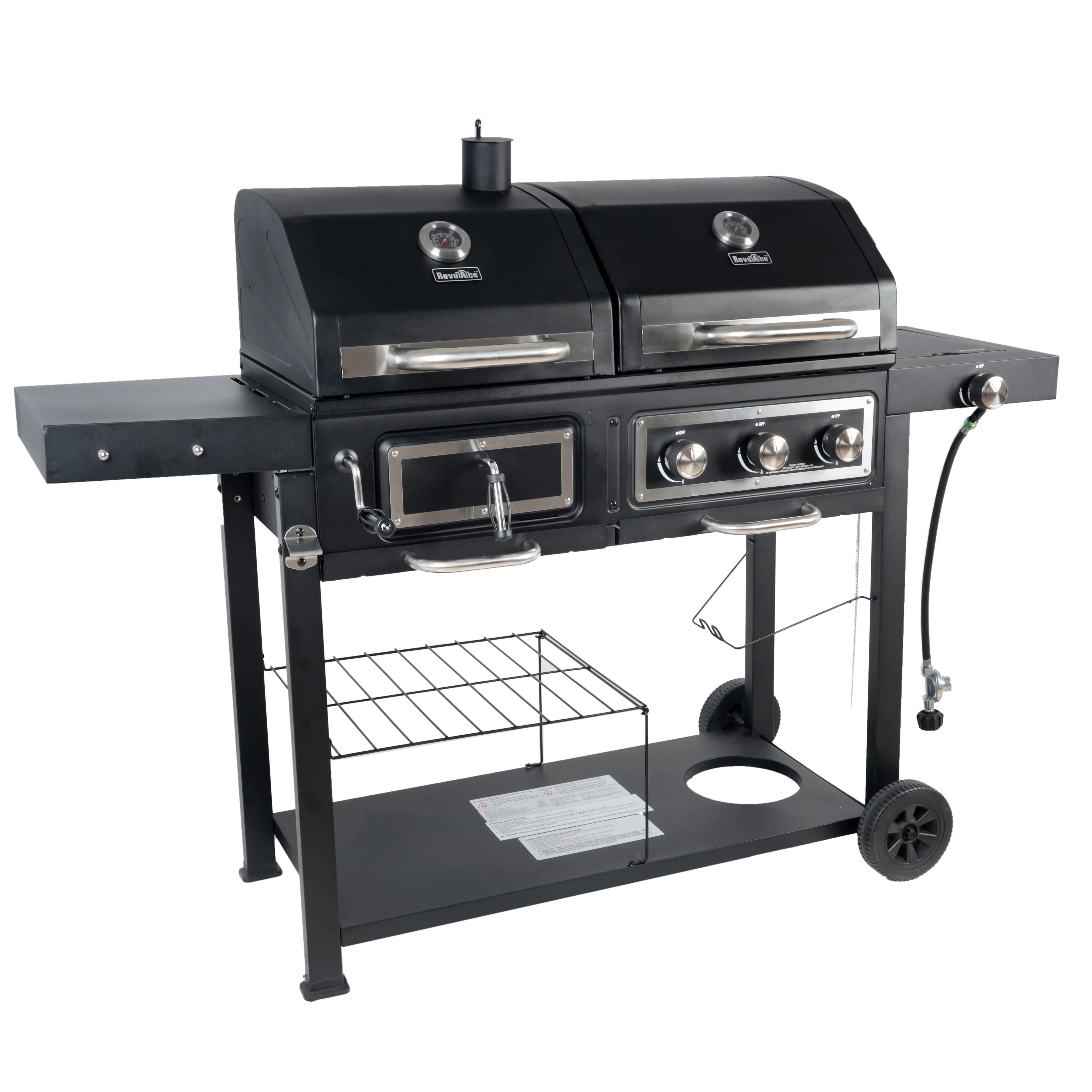 Dual Fuel Gas And Charcoal Combo Grill, Black With Stainless - GBC1793W - Image 5 Dual Fuel Gas And Charcoal Combo Grill, Black With Stainless - GBC1793W - Image 5