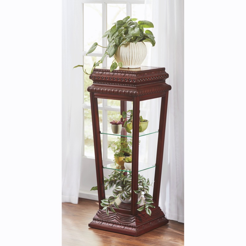 Theo Faux-Marble Plant Stand - MIDNIGHT VELVET CATALOG
