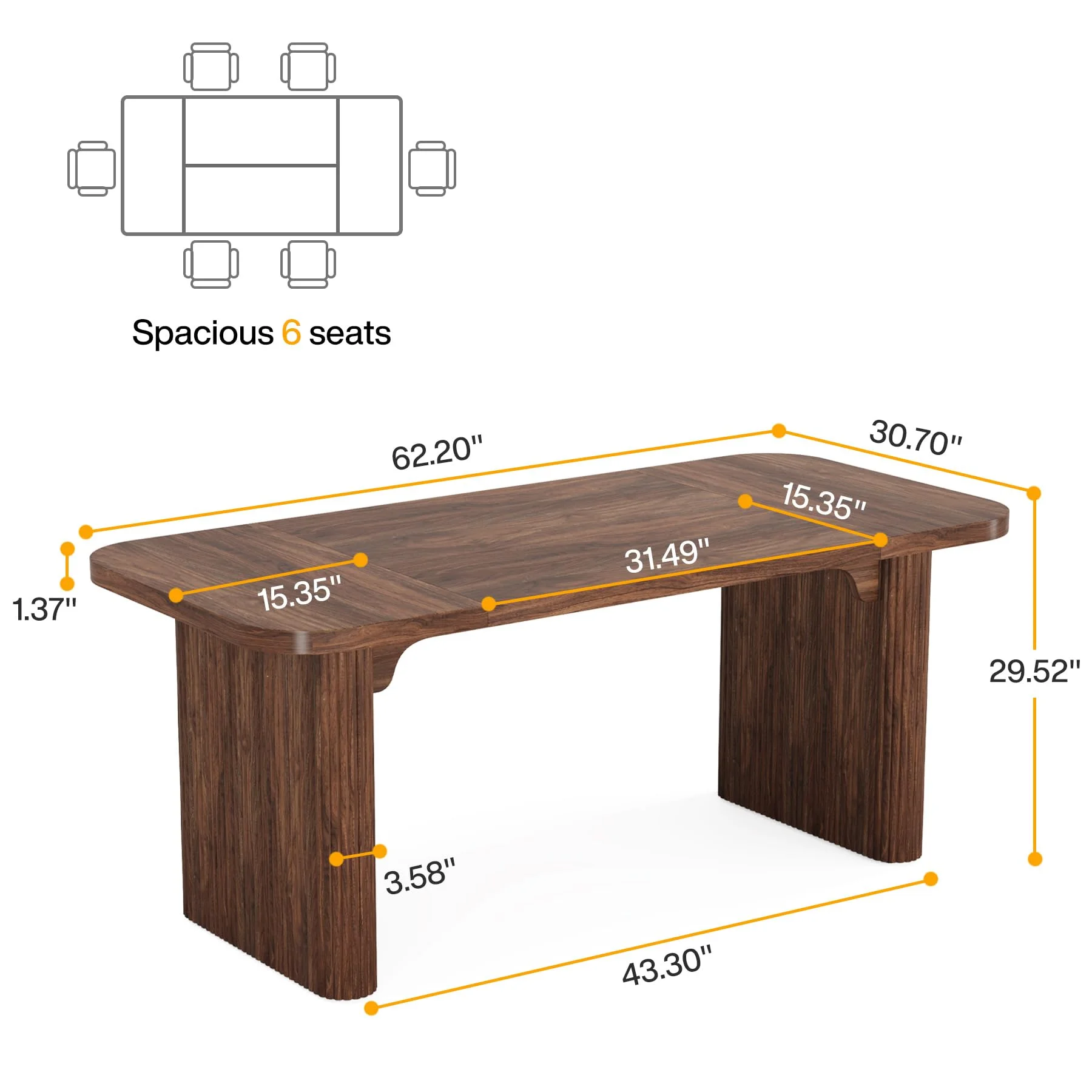 Tribesigns 63'' Computer Desk, Simple Rectangular Writing Table for Home Office Study Room Bedroom - Image 12