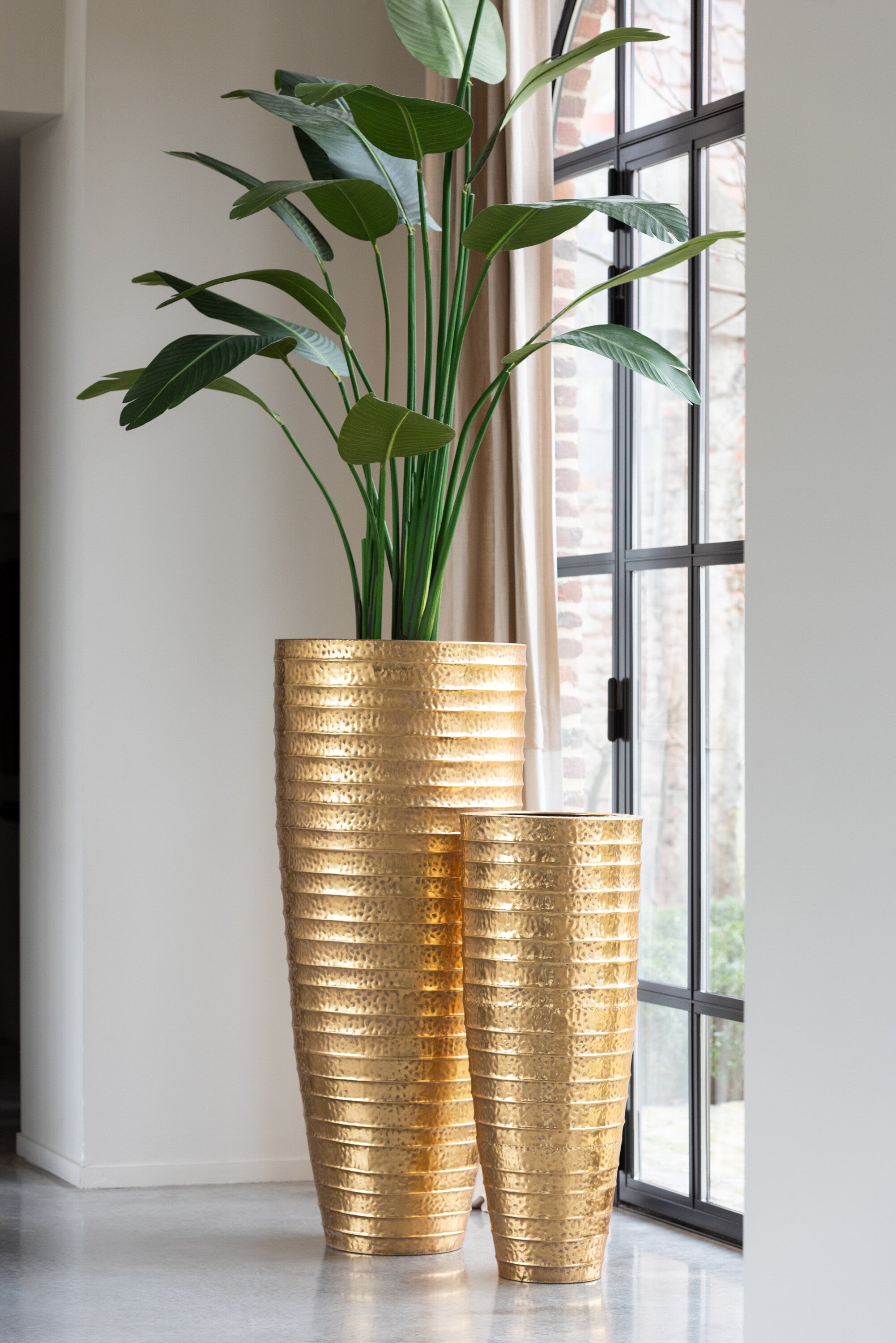 J-Line vaas Egypte - metaal - goud - 2 stuks - 122 cm hoog