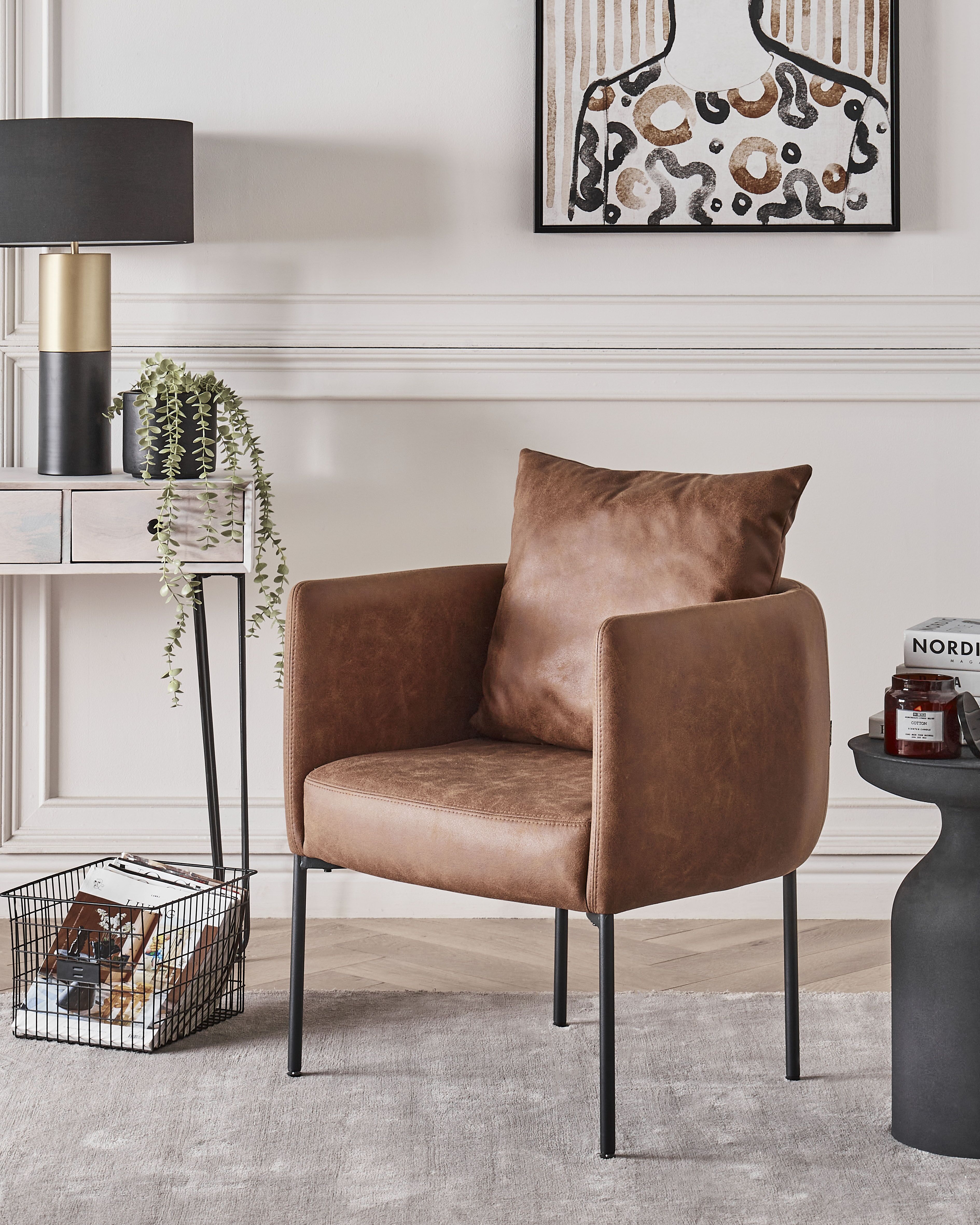 Armchair MALMOS Faux Leather Brown
