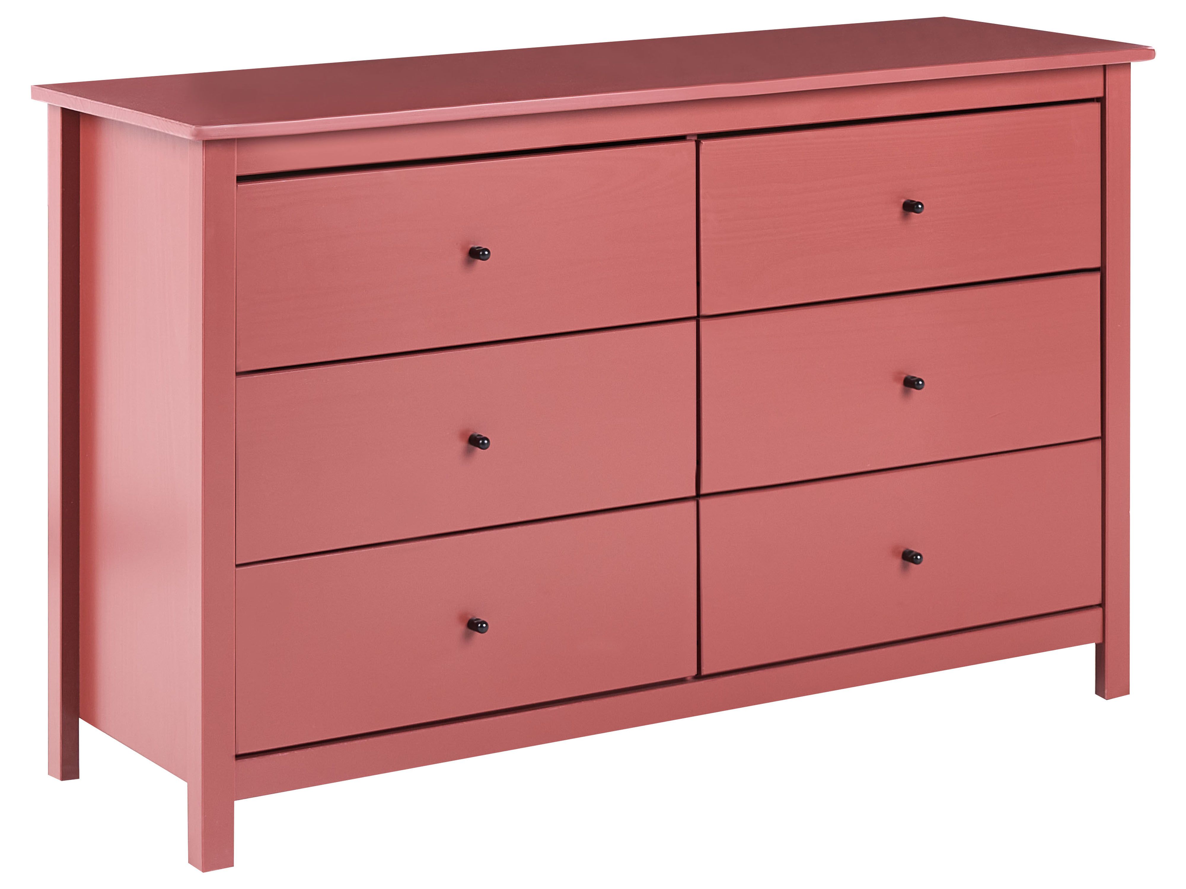 6 Drawer Chest BARCALDINE Pine Wood Burgundy