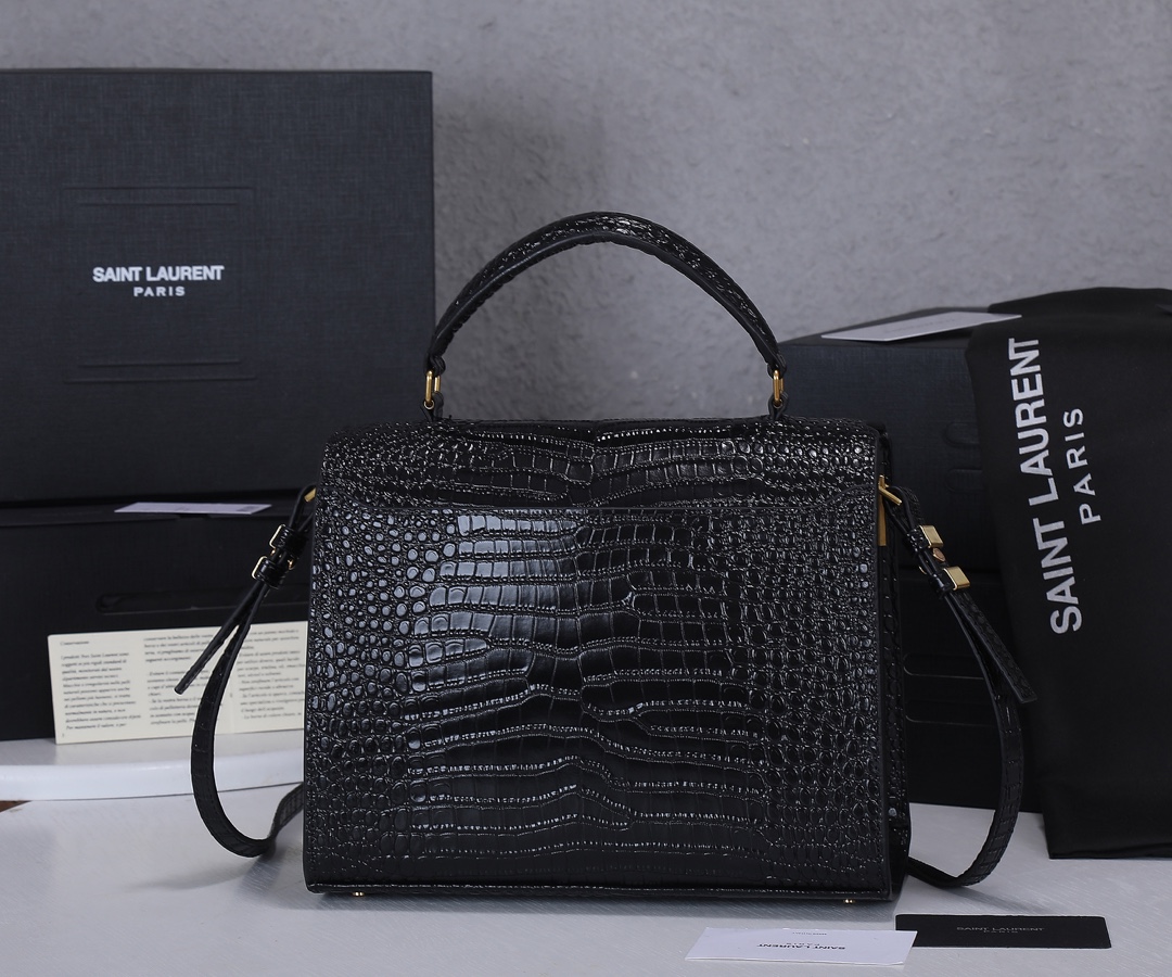 Replica Ysl Cassandra Medium Top Handle Bag In Crocodile-Embossed Shiny Leather1:1High-quality replica