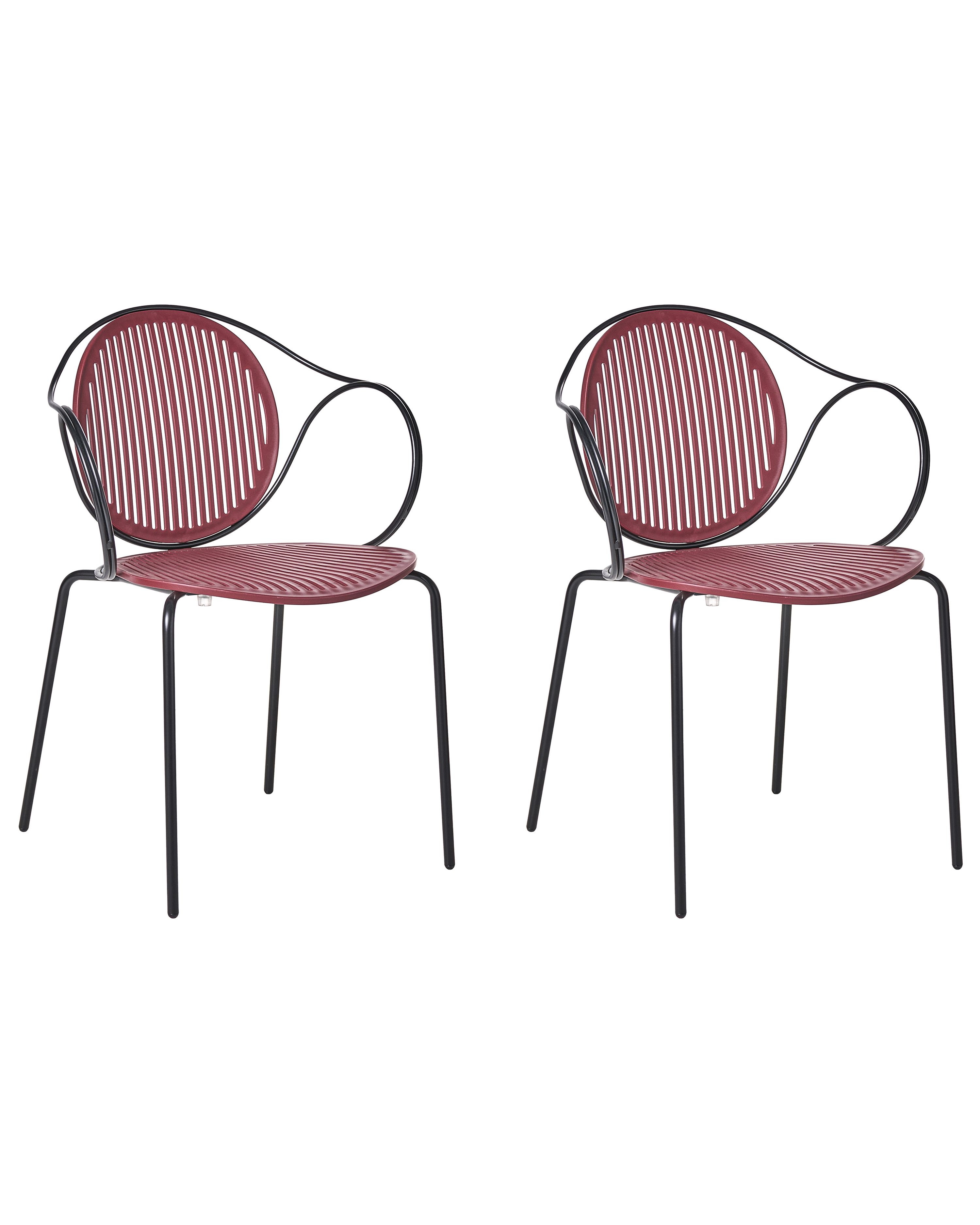 Set of 2 Garden Chairs IKARIA Metal Red