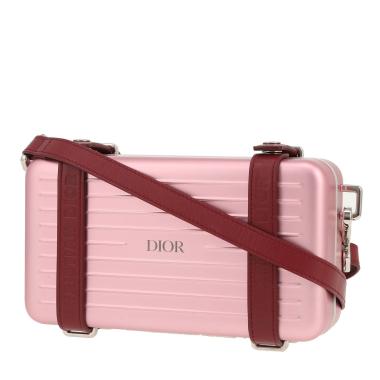 Dior & Rimowa shoulder bag in pink aluminium and burgundy leather