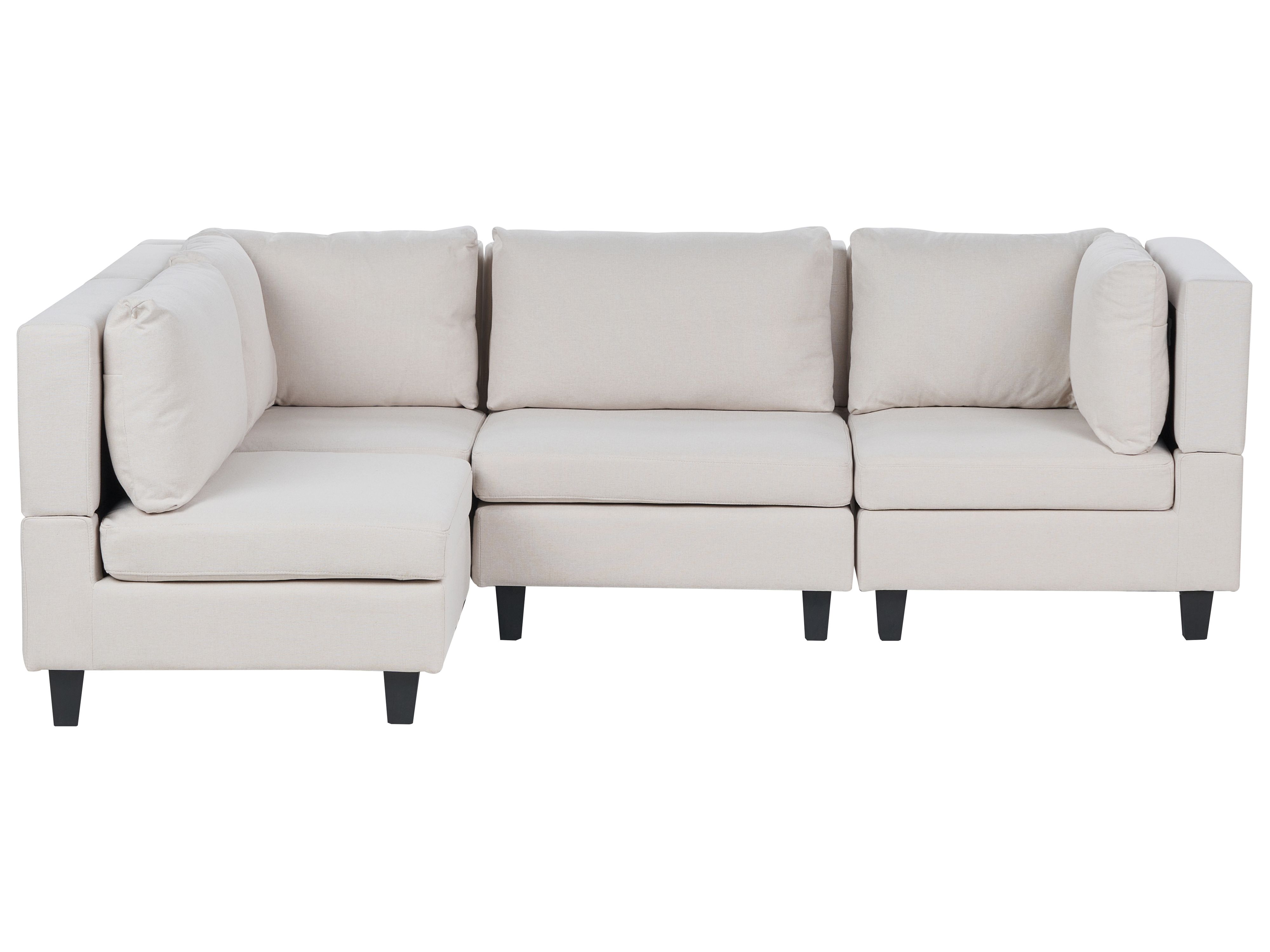 Modular Corner Sofa 4 Seater UNSTAD Fabric Light Beige Right Hand