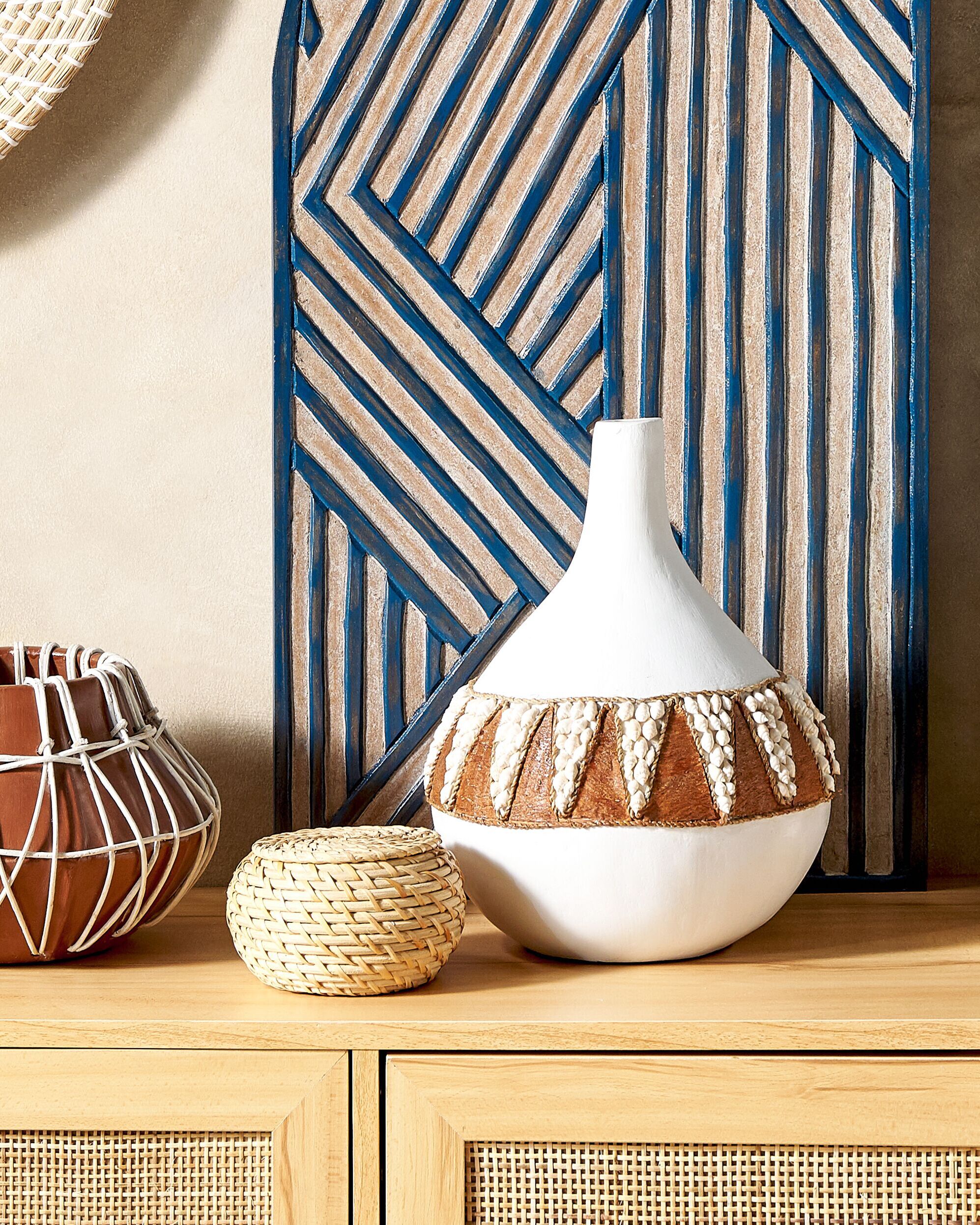 Decorative Vase SIMPANG Ceramic 33 cm White
