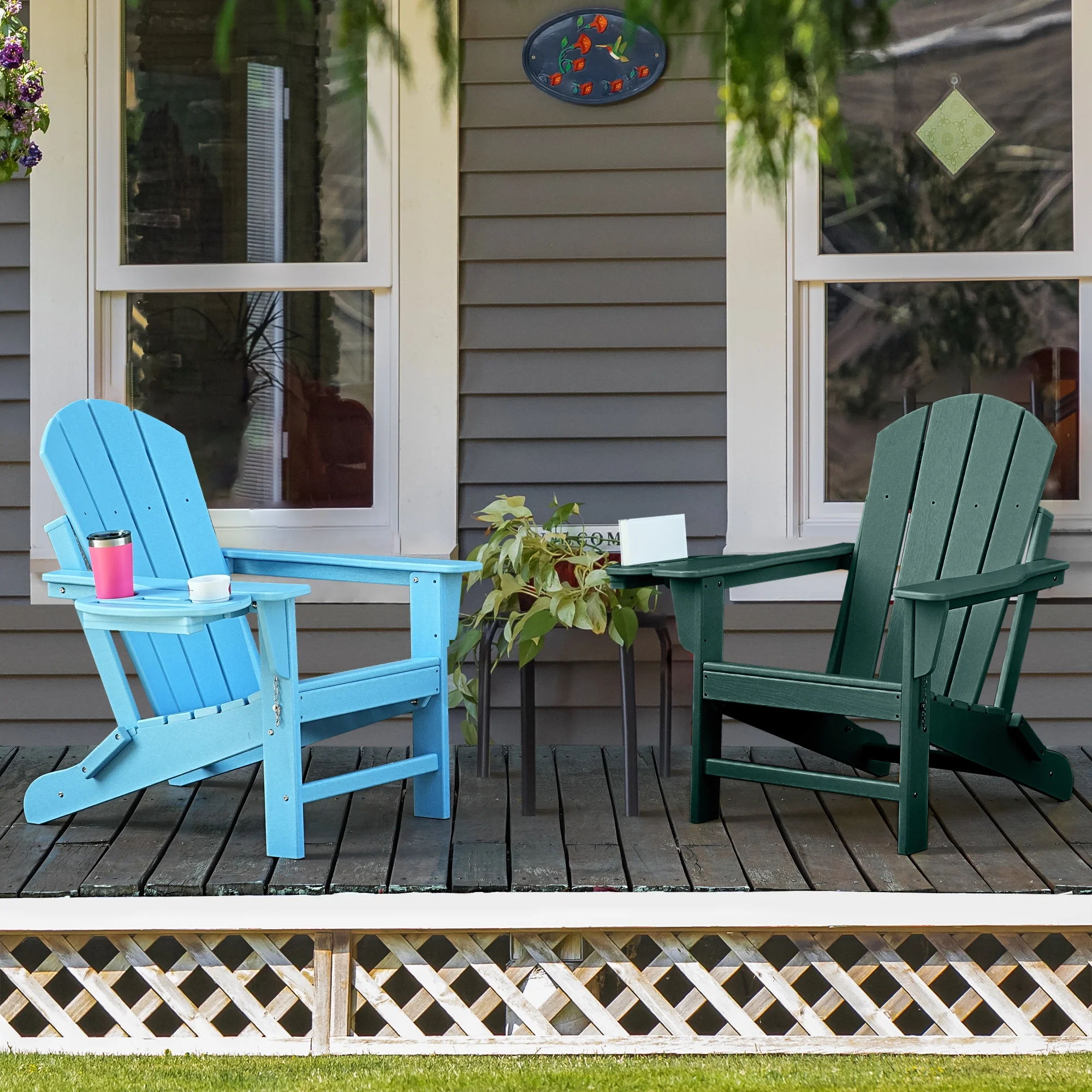 FOOWIN HDPE Plastic Adirondack Chairs Set of 4, Black - Image 65