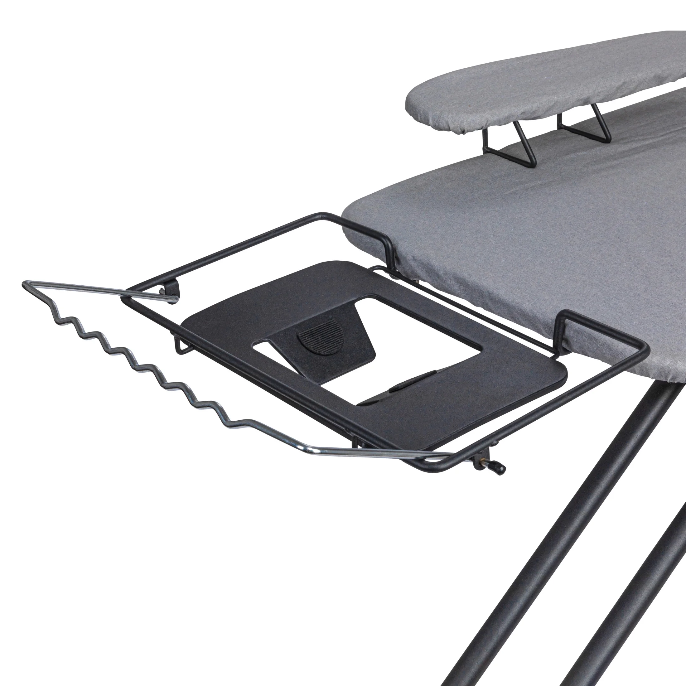 Household Essentials Wide Mega Ironing Board 4-Leg, Steel Top Pressing Station, Heat-Resistant Fiber Pad and Cotton Cover, Includes Sleeve Board and Iron Rest with Hanger Bar, Silver Frame - Image 22