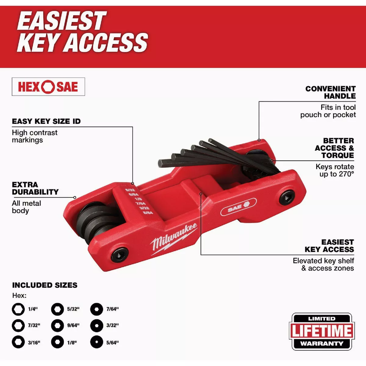 Milwaukee SAE Folding Hex Key Set, 9-Piece