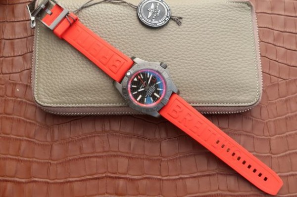 Replica Breitling Avenger GMT PVD GF Carbon Fiber Dial Red Rubber Strap A2836 - Top club