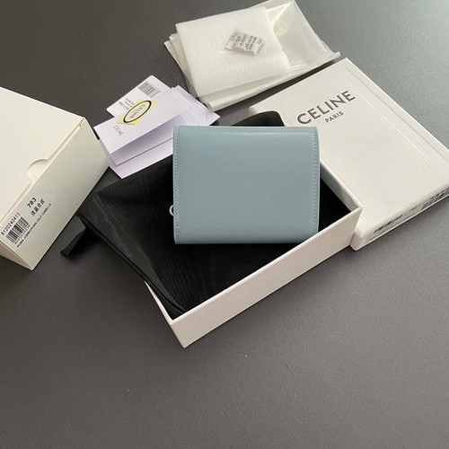 2025’s Viral Celine-Inspired Triomphe Wallet: Shiny Cow Leather Luxury Blue