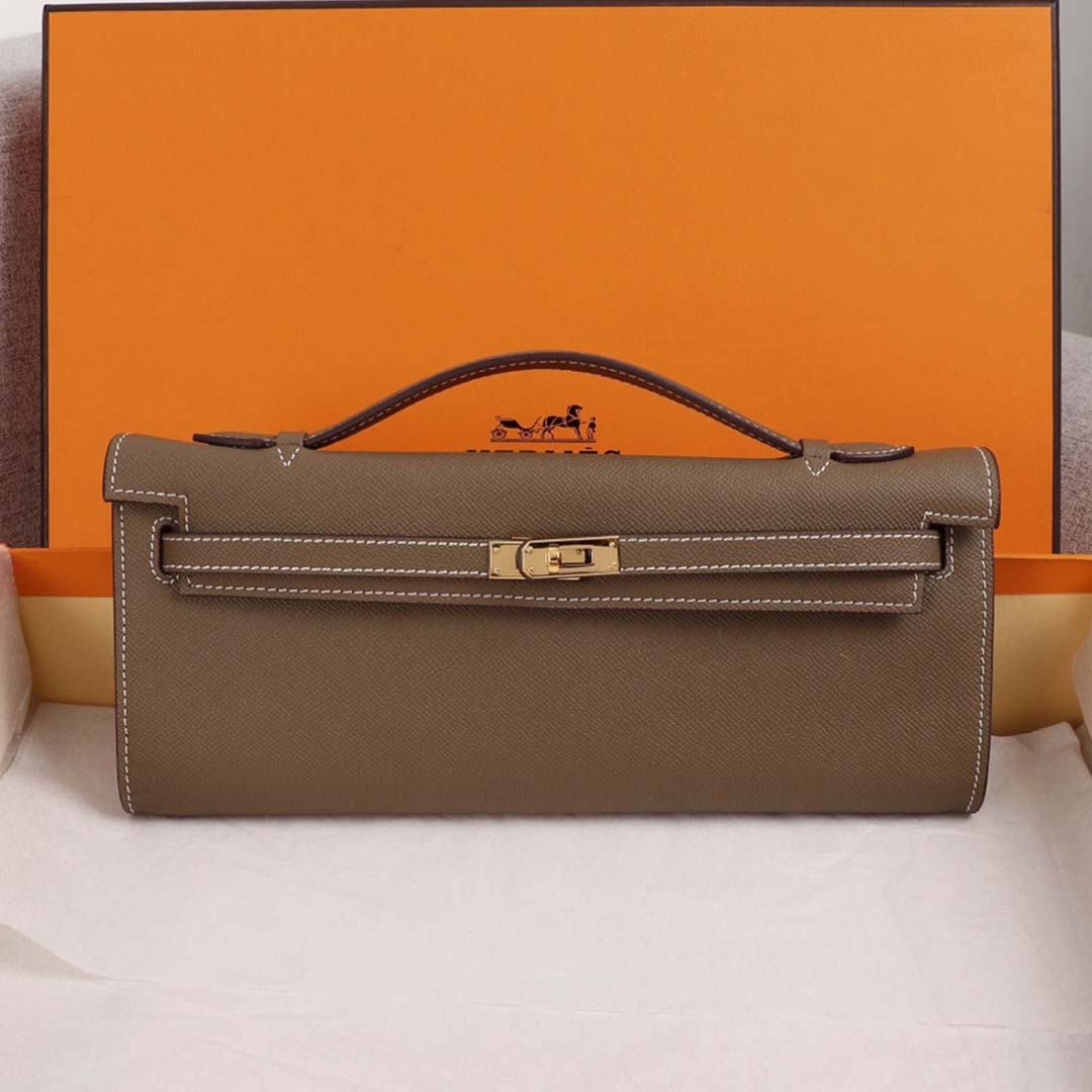 Replica Hermes Aaa-Kelly Cut Pochette Black/Brown/Blue1:1High-quality replica