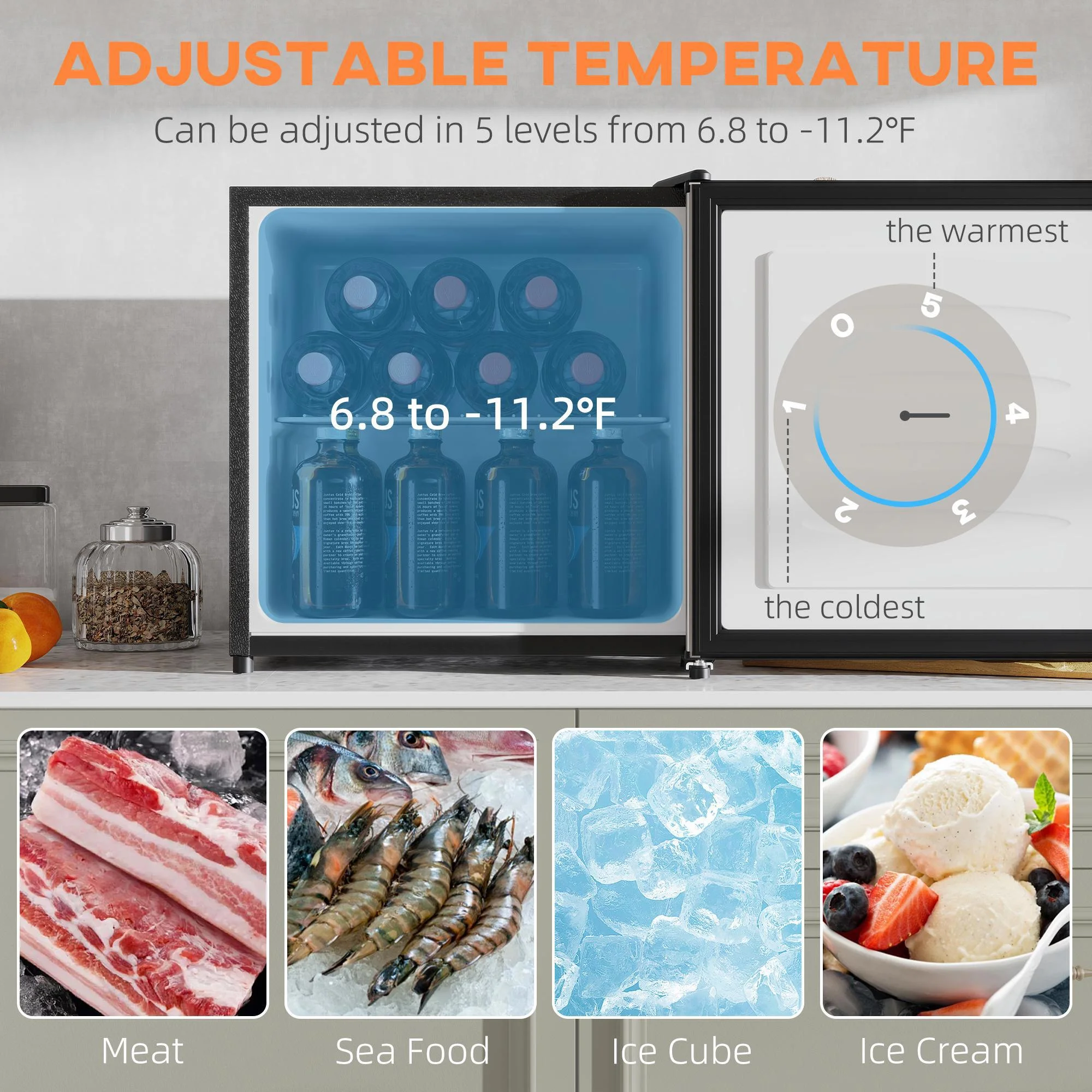 Resenkos 1.1 Cu.Ft Countertop Mini Freezer, Compact Upright Freezer with Removable Shelves, Red - Image 41