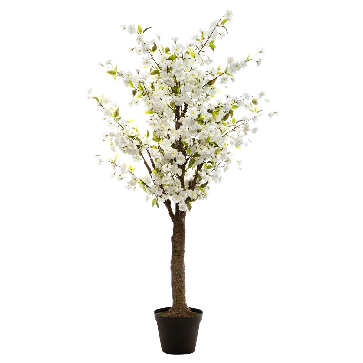 Artificial white cherry tree White, H.200 cm