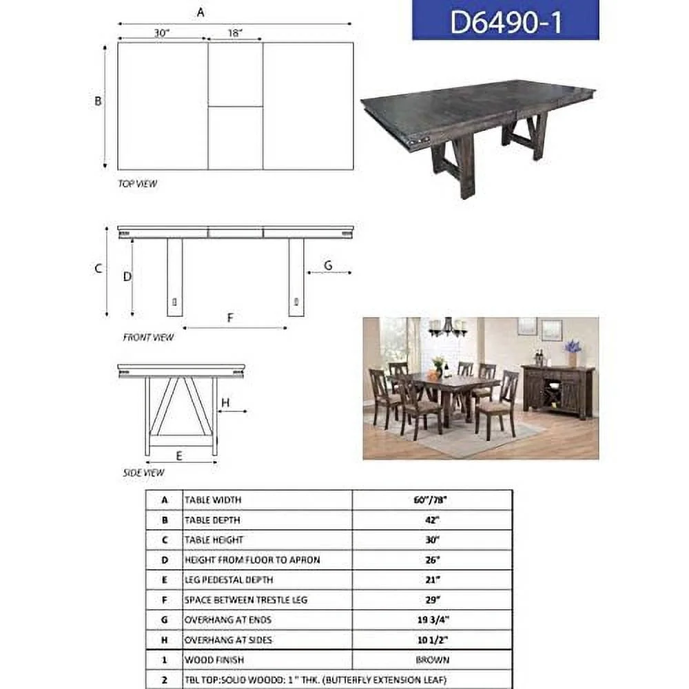 Kings Brand Furniture - Brown Wood Rectangular Dining Room Table & 6 Dining Chairs