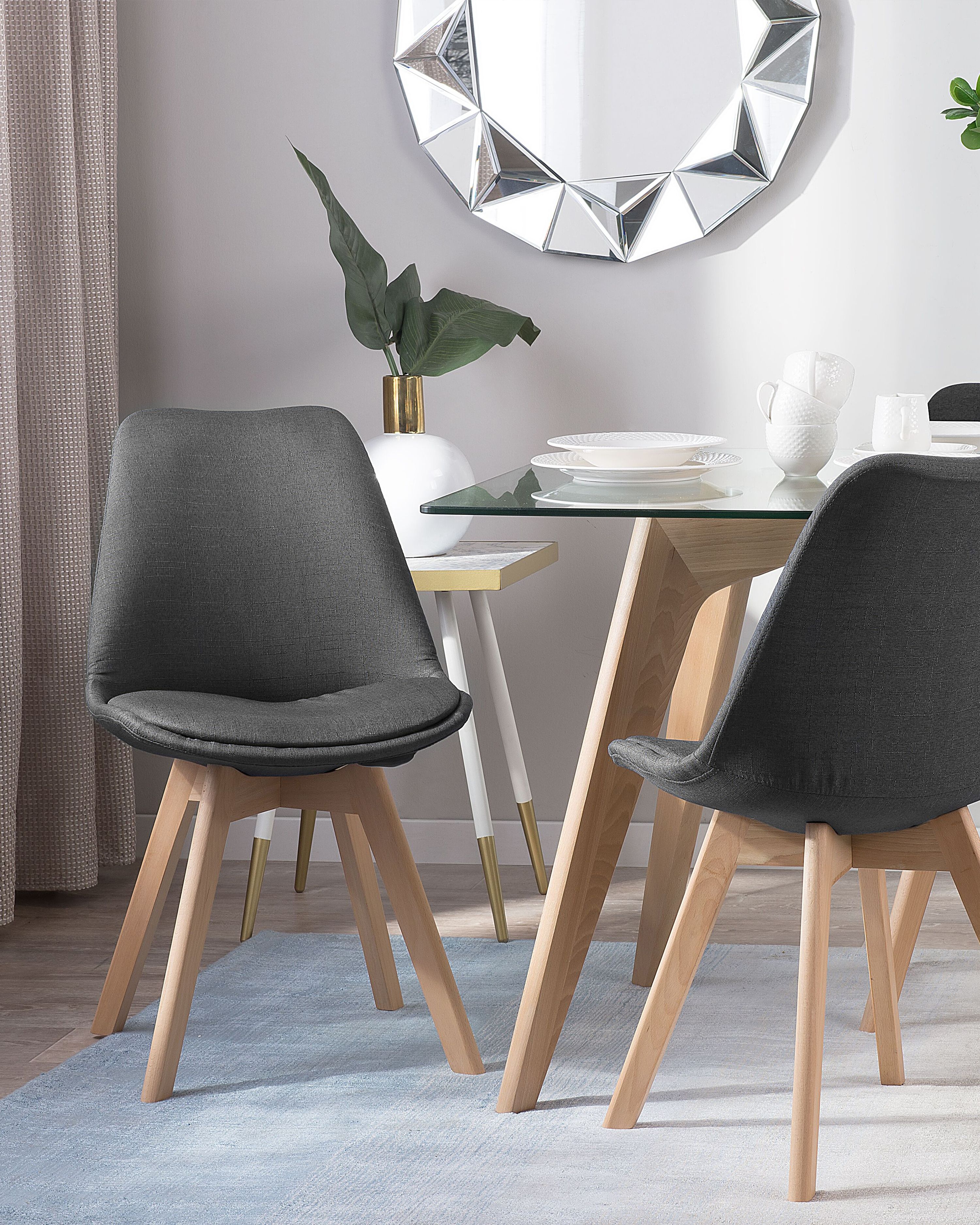Set of 2 Dining Chairs DAKOTA II Dark Grey
