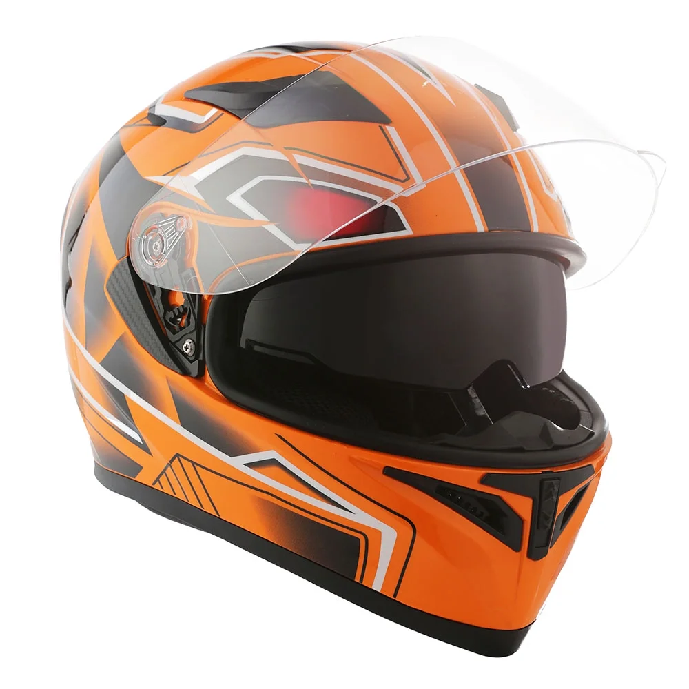 1Storm Motorcycle Modular Full Face Flip up Dual Visor Helmet + Spoiler + Motorcycle Bluetooth Headset: HJK316 Mechanic Red - Image 43