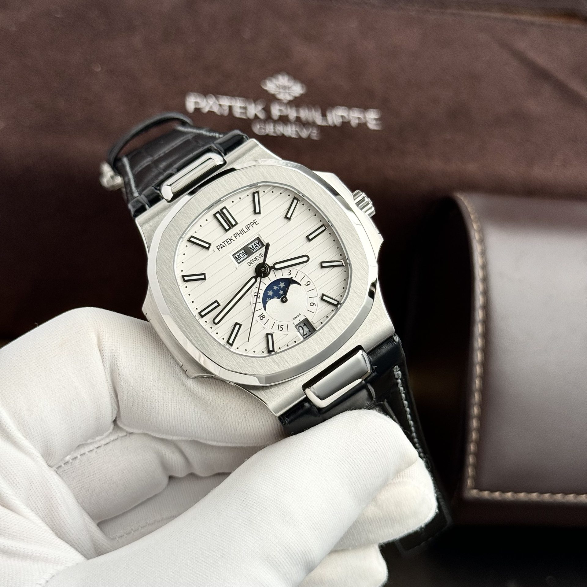 Patek Philippe Rep 11 Watch Nautilus 5726 Men s Leather Strap Factory GR 40.5mm - Elite Watch Atelier