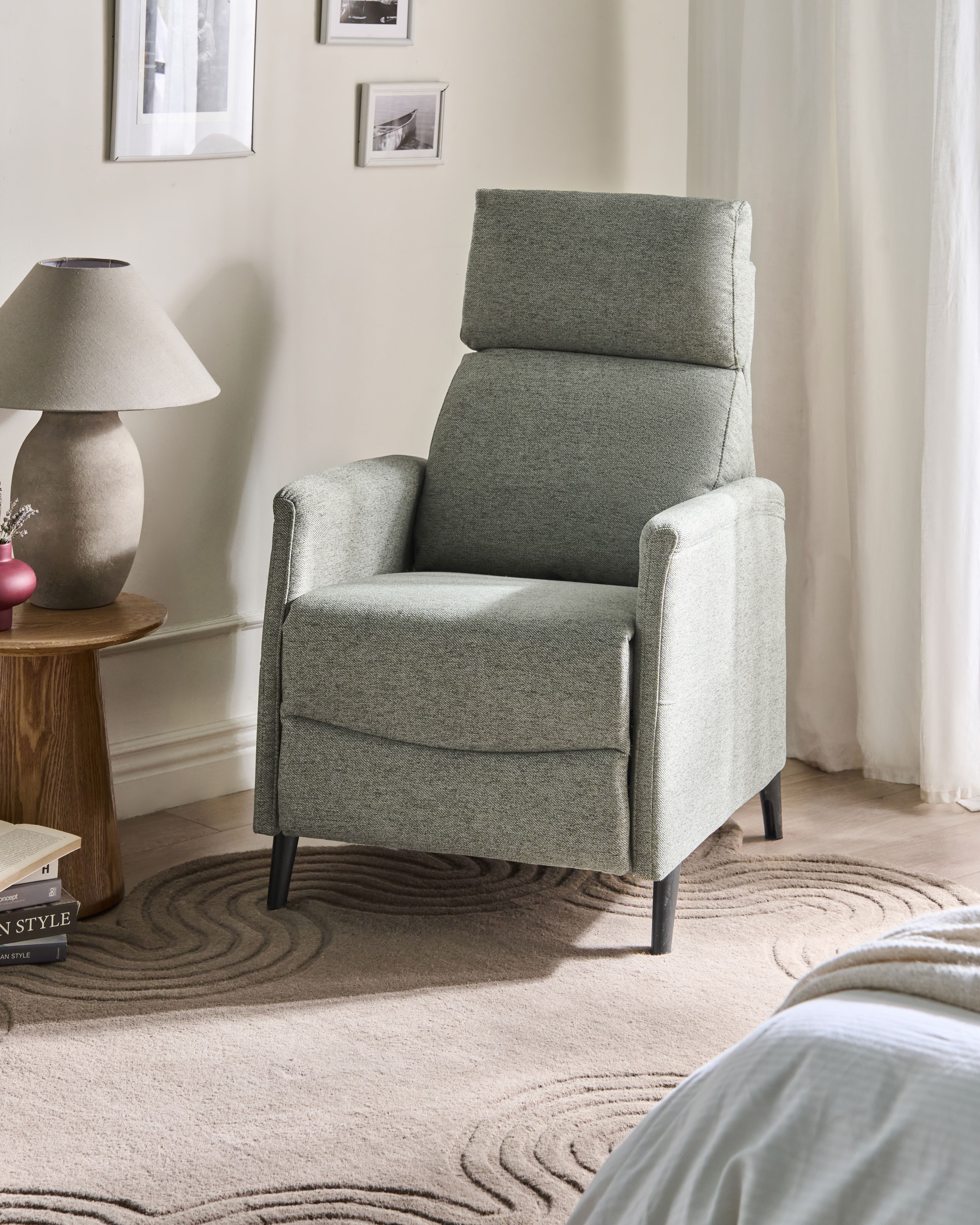 Recliner Chair SELVIK with Footrest Fabric Light Green