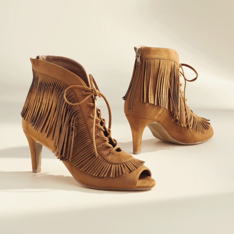 Midnight Velvet Fringe Open-Toe Shootie - MIDNIGHT VELVET CATALOG