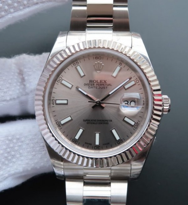 Replica Rolex DateJust II SS Fluted Bezel Gray Dial SS Bracelet A3136 - Elite Watch Atelier