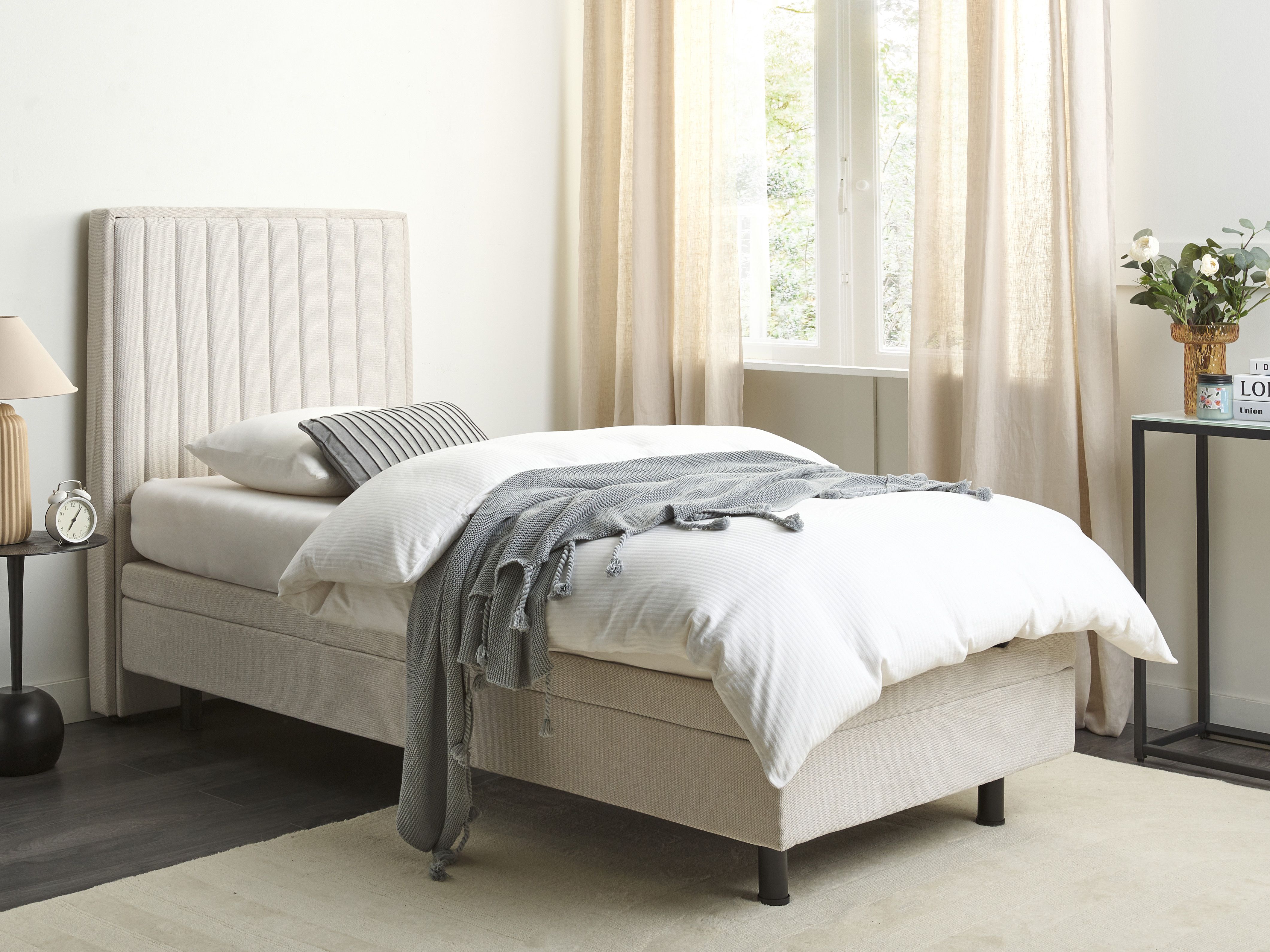 Adjustable Bed Fabric CASTELLAN 90 x 200 cm (EU Single) Light Beige
