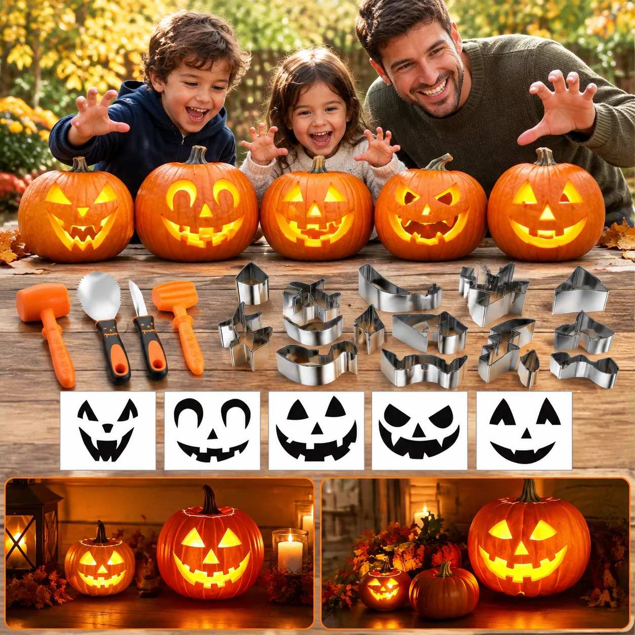 30-Piece Professional Pumpkin Carving Kit with Stencils and Stainless Steel Tools - Image 6 30-Piece Professional Pumpkin Carving Kit with Stencils and Stainless Steel Tools - Image 6