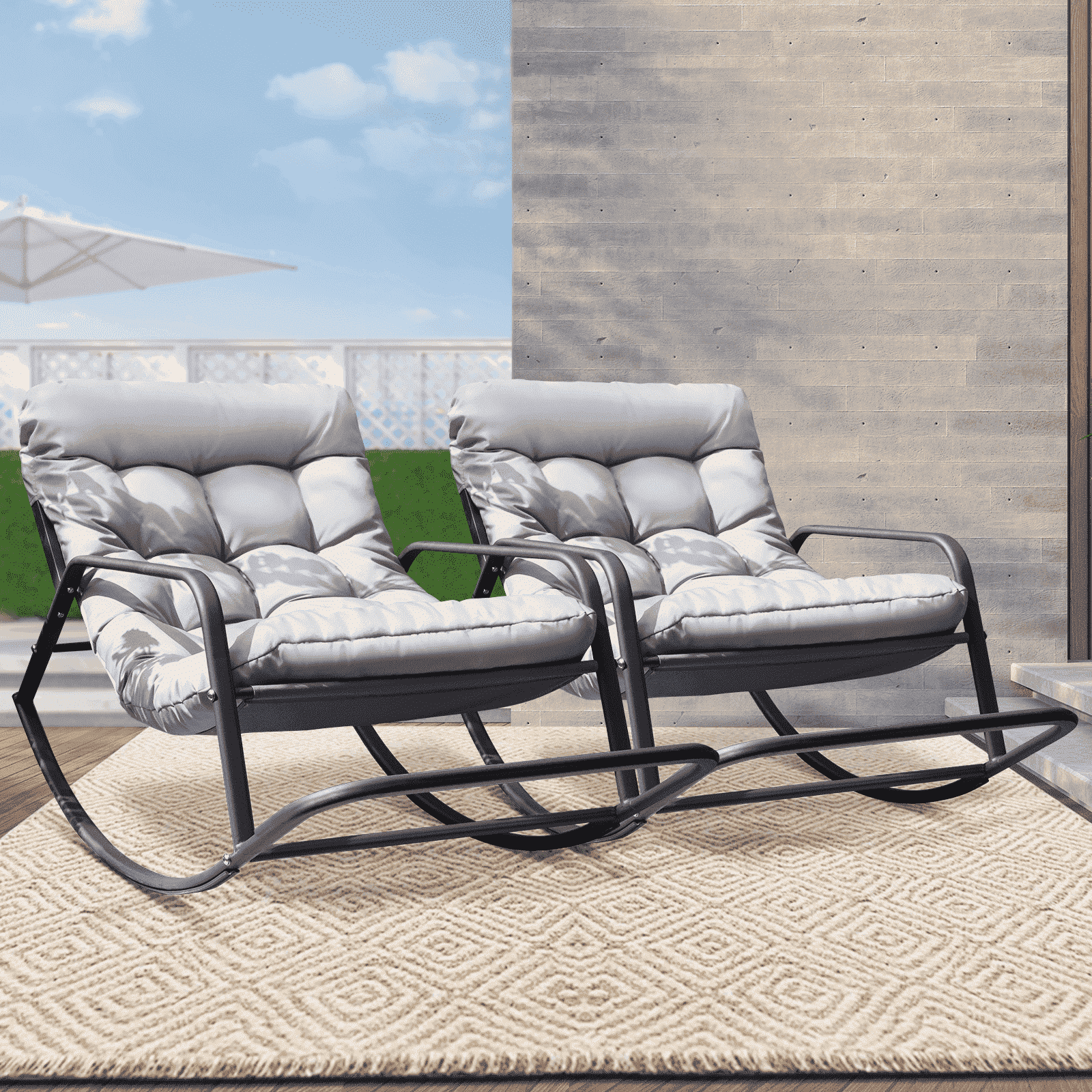 RADIATA Oversized Wicker Papasan Rocking Recliner With Footrest, 450 lbs, Beige - Image 11 RADIATA Oversized Wicker Papasan Rocking Recliner With Footrest, 450 lbs, Beige - Image 11