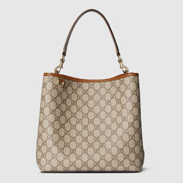 Gucci GG Emblem medium bucket bag in beige brown 815103