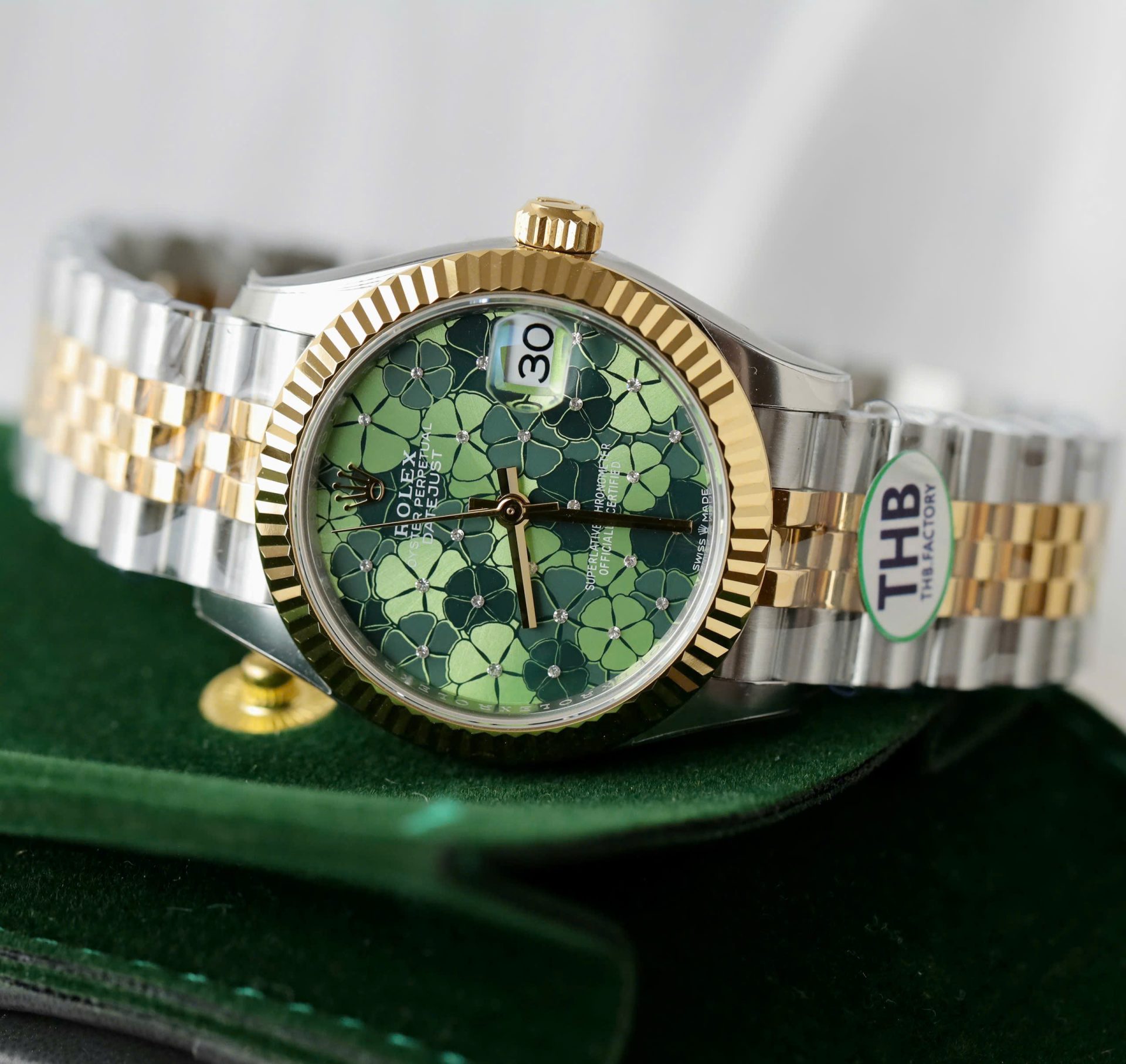 Rolex DateJust Replica Watch Women Green Flower Dial THB Factory 31mm - Top club