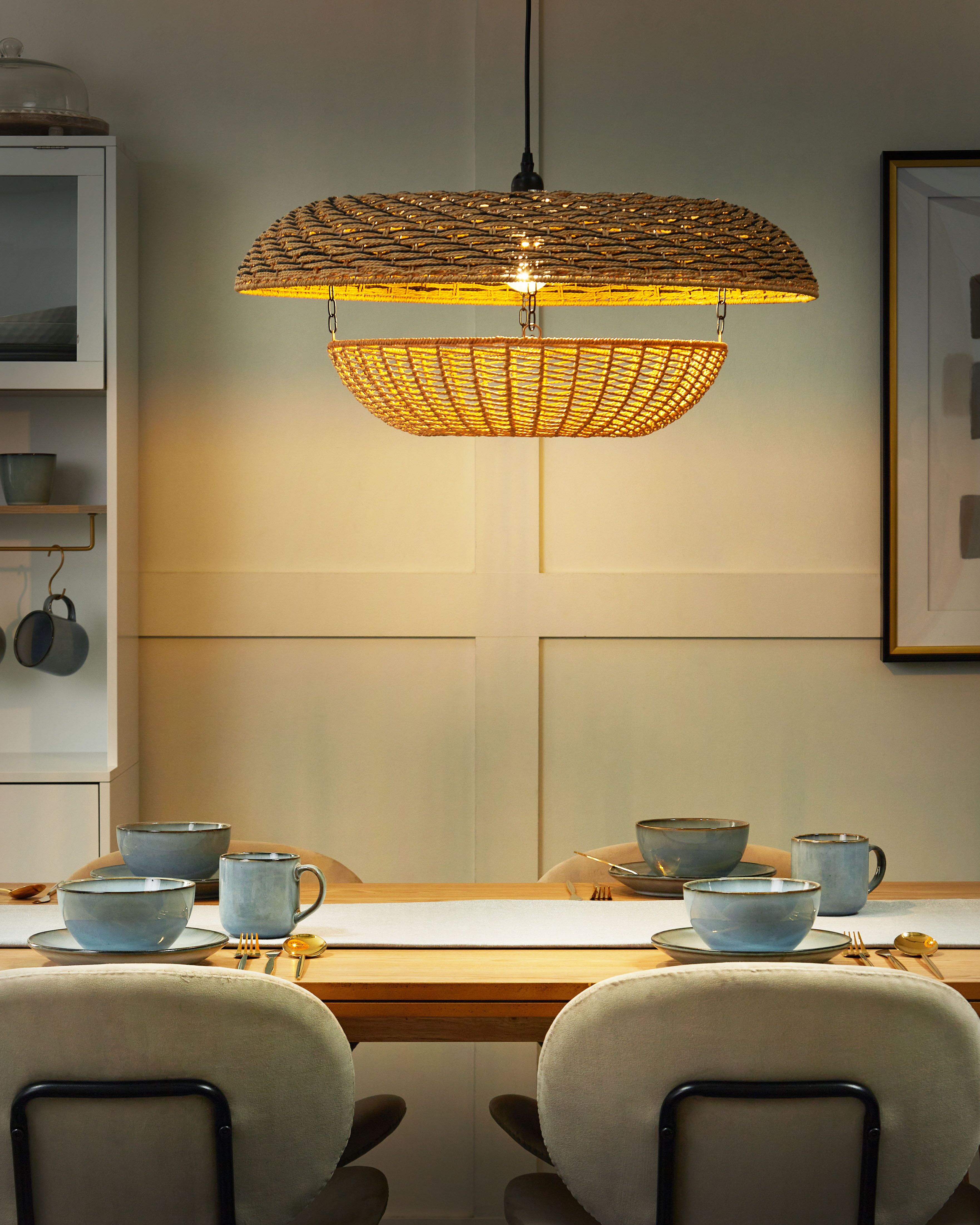 Pendant Lamp KIDEPO Paper Rope Brown