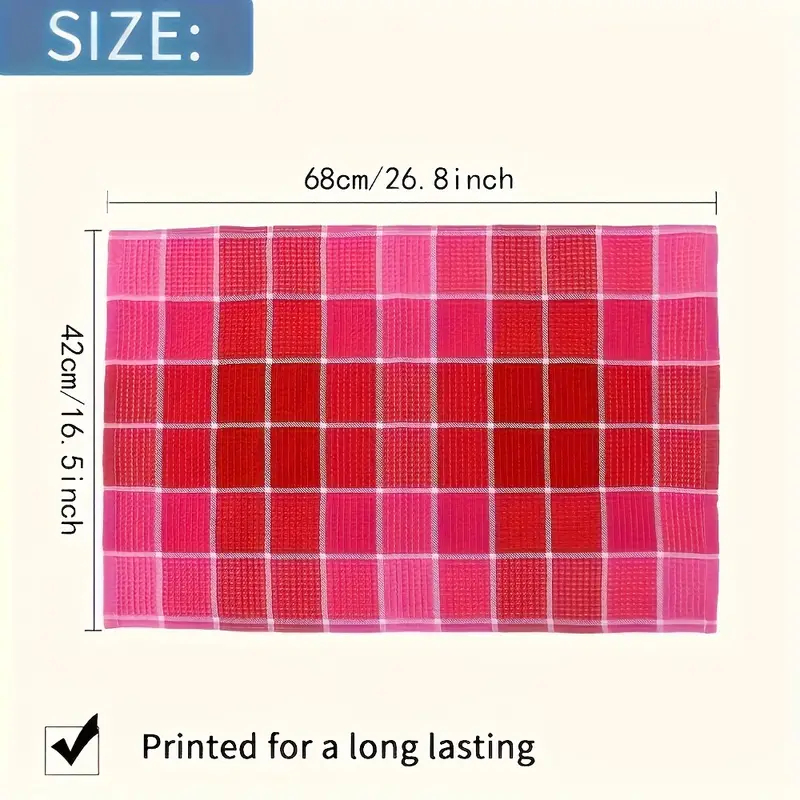Grid Kitchen Cleaning Towel - Ultra-Soft Absorbent  Colorful Waffle Mesh Dish Towel 26.8 X 16.5 Inches - Hand Wash