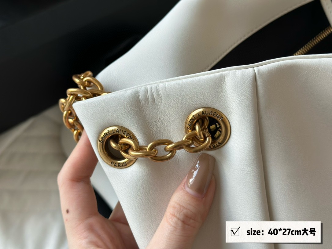 YSL White Soft Leather Chain Shoulder Bag1:1High-quality replica