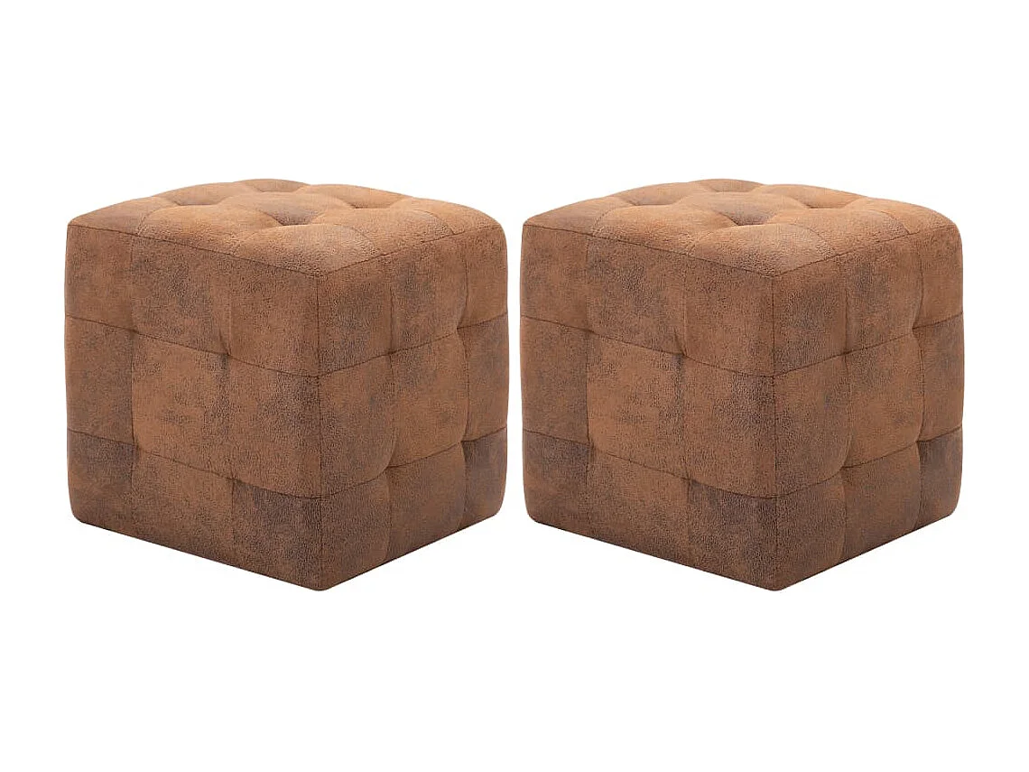 2 pcs Poufs Marron 30 x 30 x 30 cm Similicuir daim