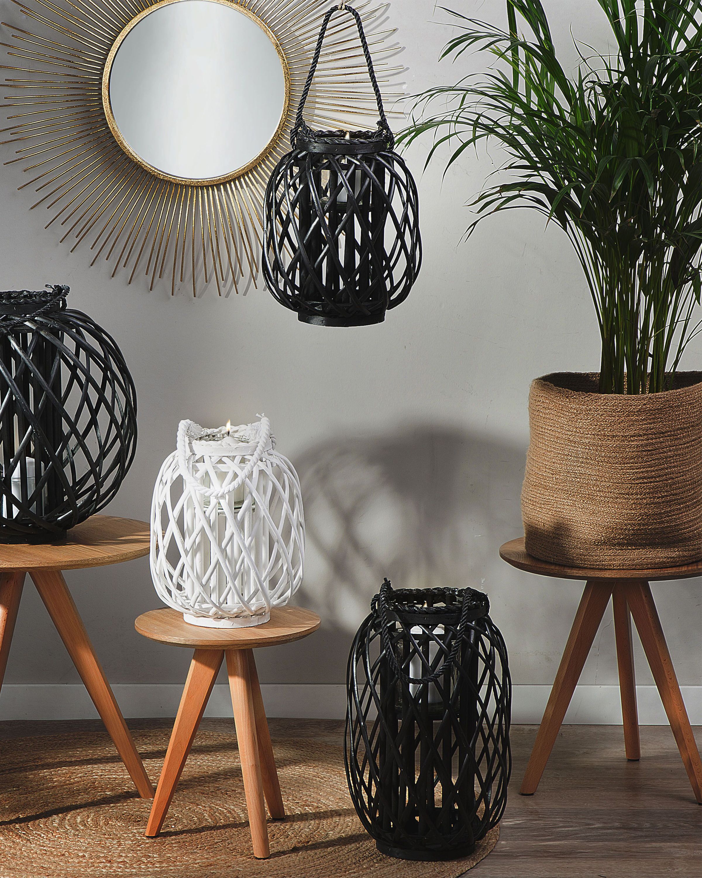 Lantern MAURITIUS Willow Wood 40 cm Black