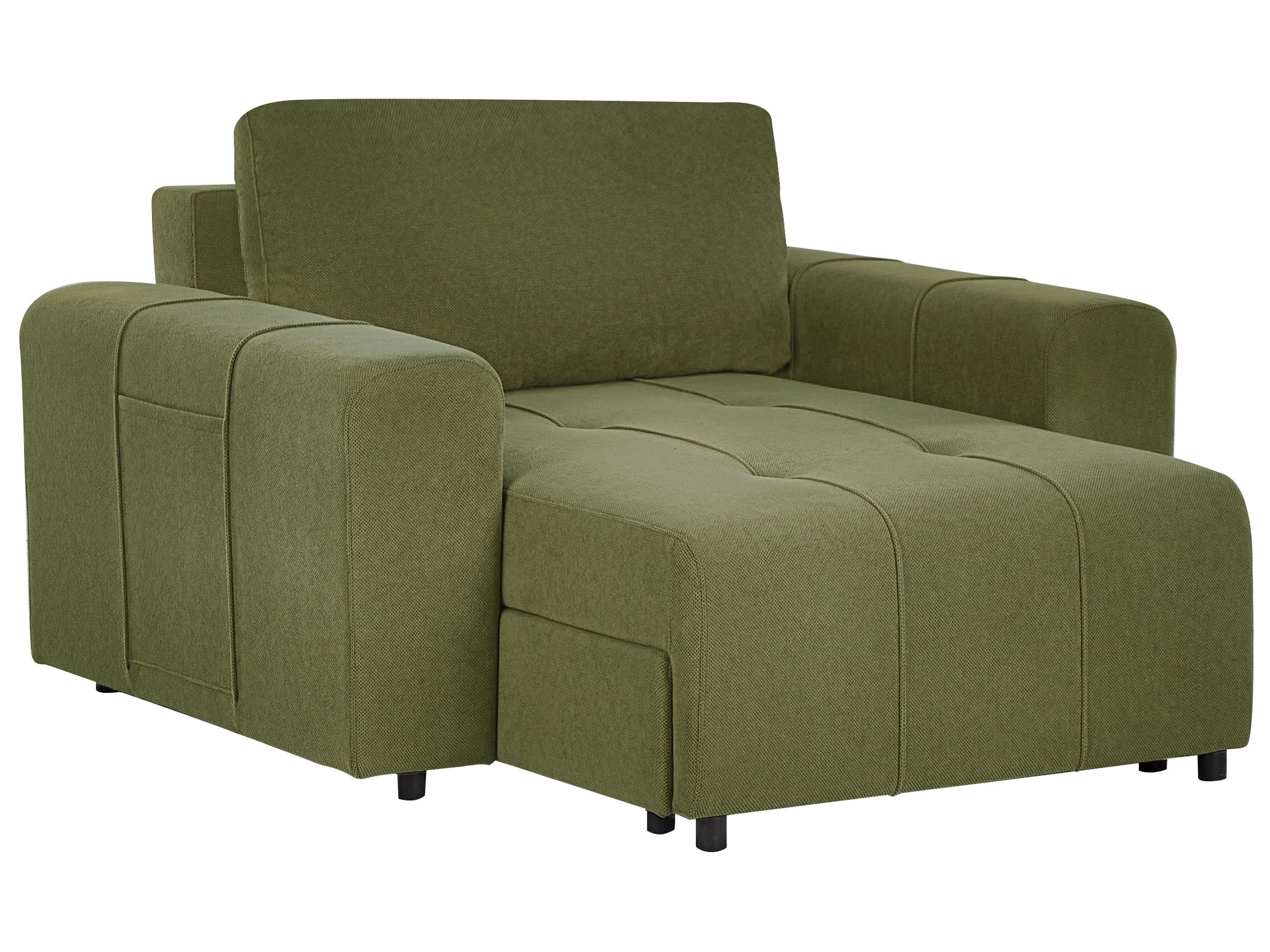 Chaise Longue INNVIK Fabric Green with Storage