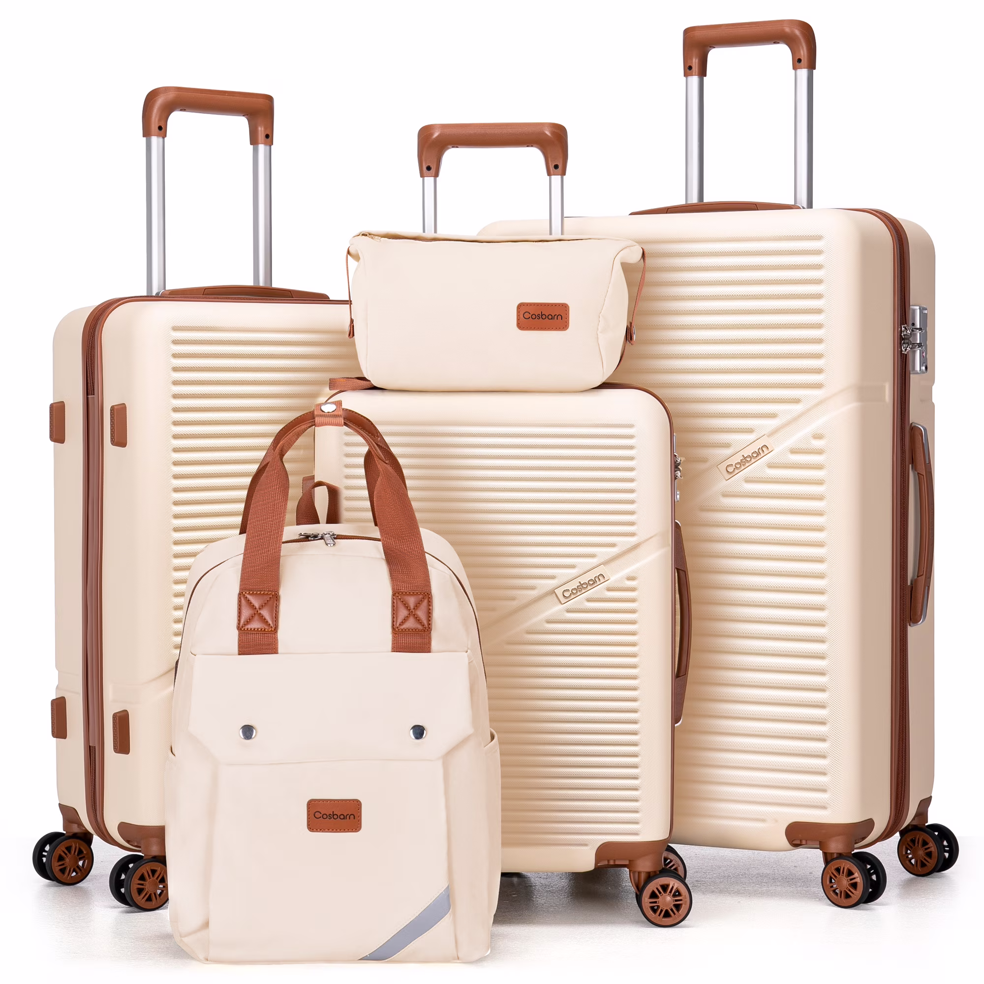 Cosbarn 5 Piece Luggage Sets ABS Hardshell Lightweight Suitcases Sets with TSA Lock Durable Spinner Wheels - Image 9