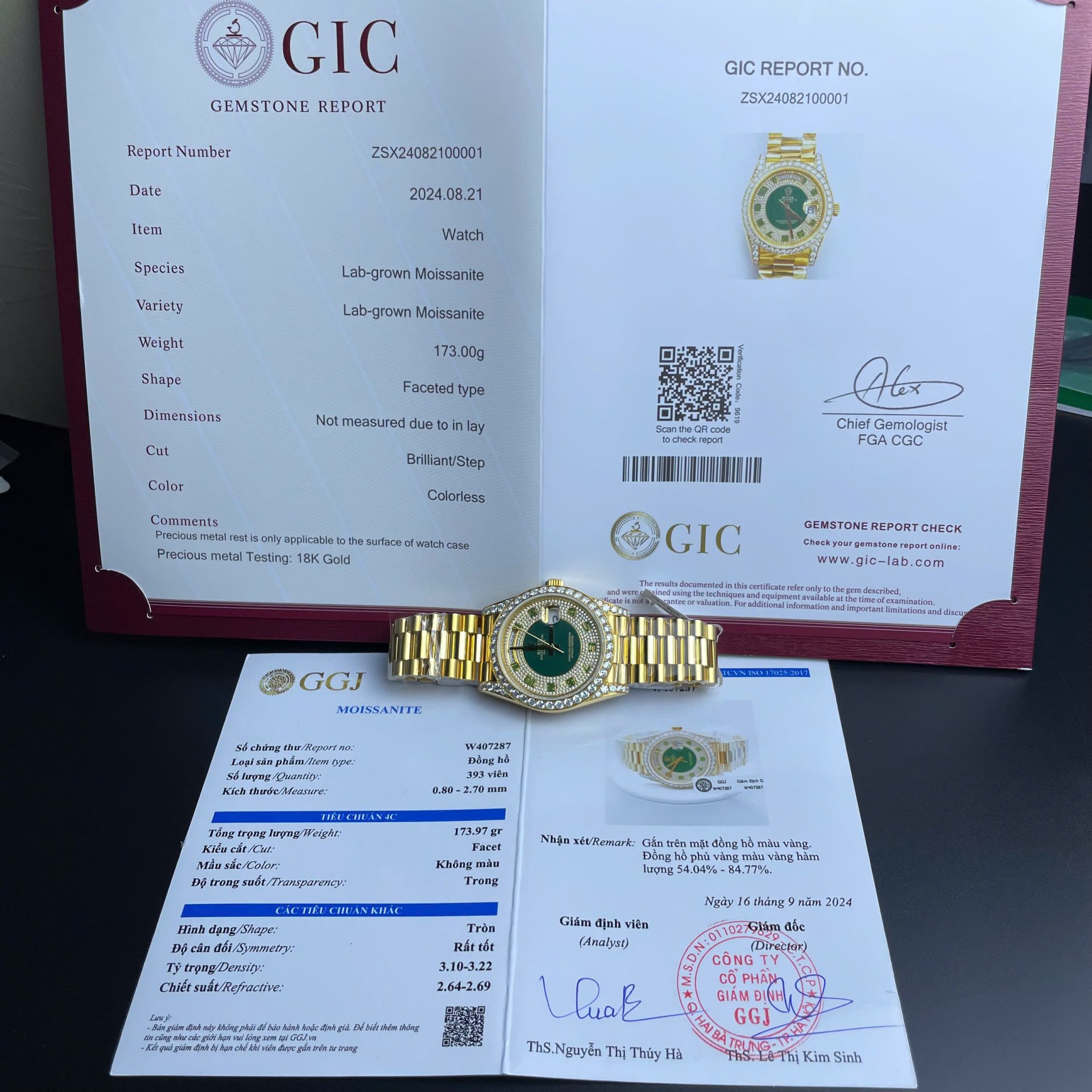 Rolex Day-Date Replica Watch Gold Wrapped + Moissanite Diamonds Weight 173 Gram 40mm - Elite Watch Atelier