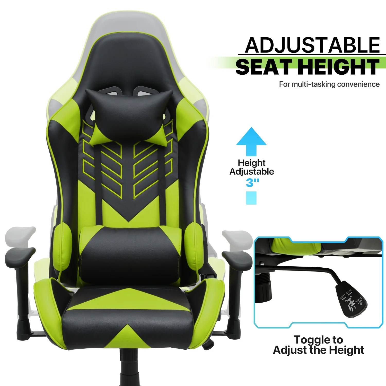 Magshion Ergonomic Gaming Chair, Comfortable Gaming Chair, Computer Chair Leather Desk Chair Adjustable Swivel Gaming Office Chair, Blue - Image 23
